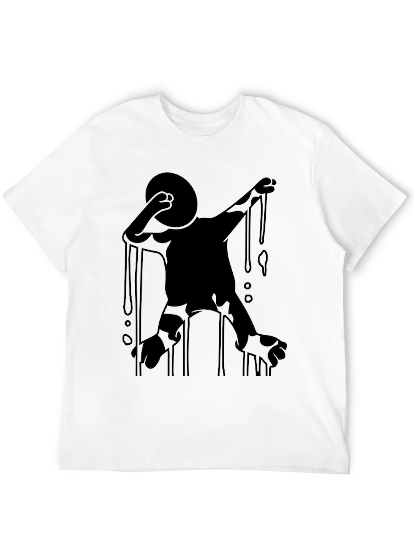Black Abstract Dripping Figure Black Graphic Tee view 12
