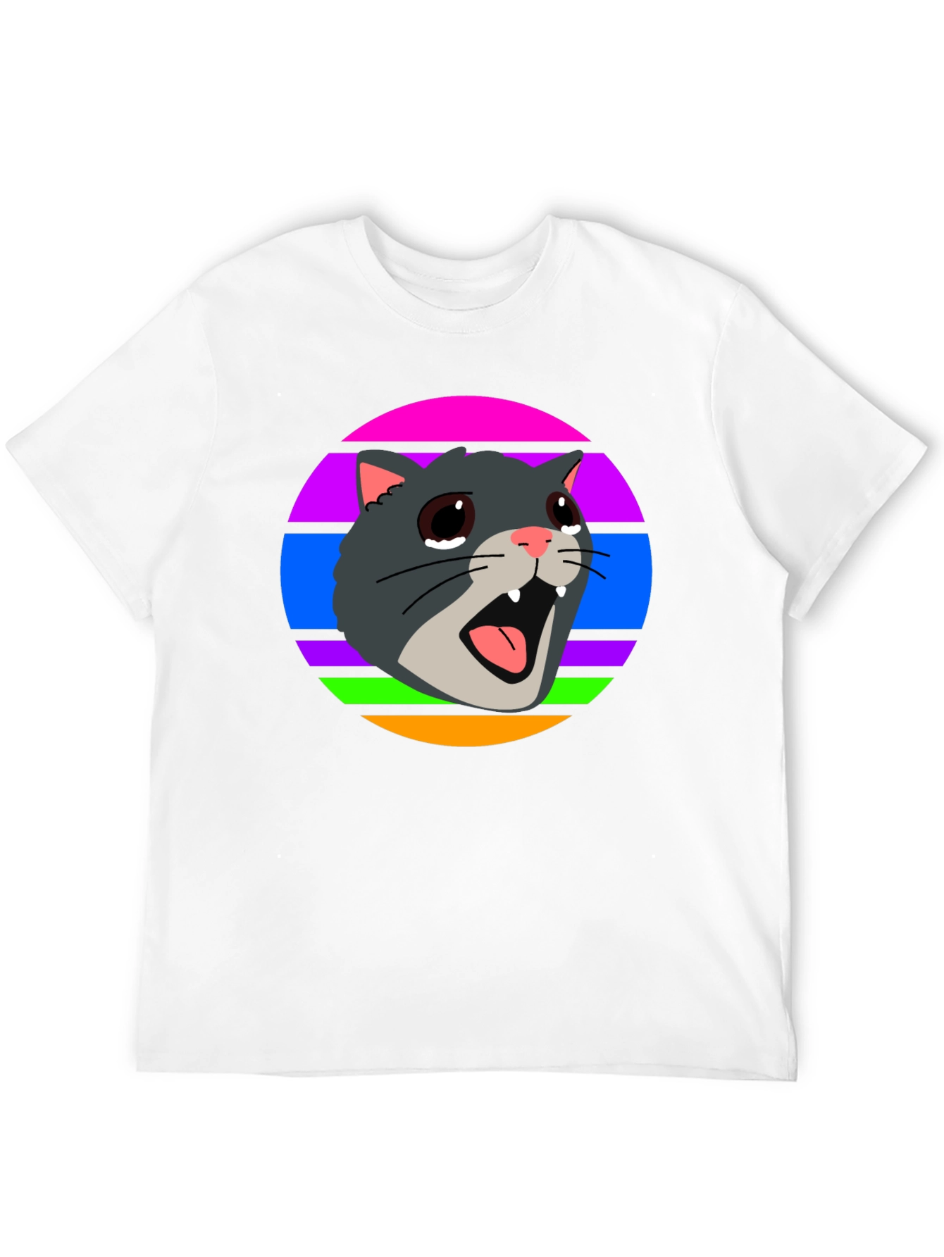 Black Crying Cat Retro T-Shirt, Funny Graphic Tee view 12