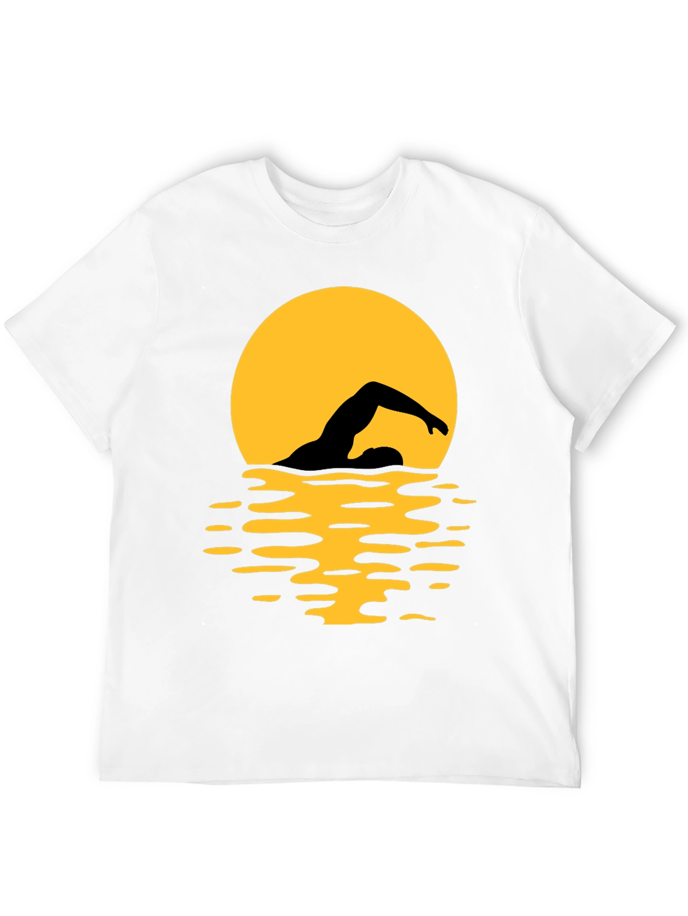 Black Swimmer Silhouette T-Shirt - Black Graphic Tee view 12