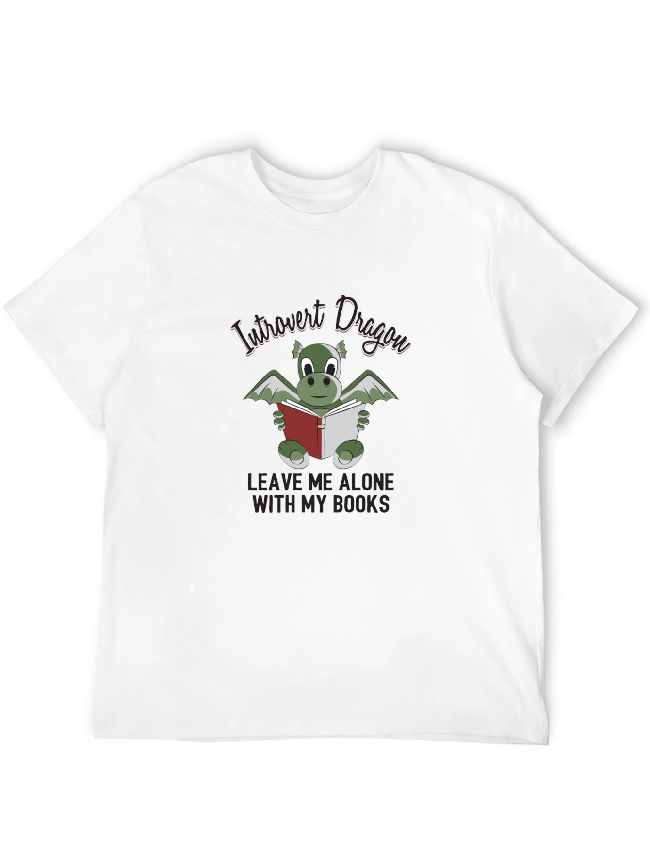 Black Introvert Dragon T-Shirt - Leave Me Alone With My Books view 12