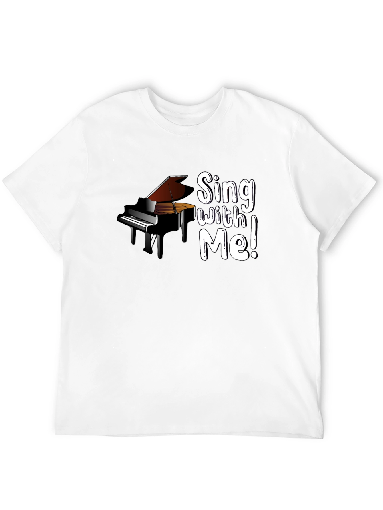 Sing With Me Piano Graphic Black T-Shirt - 12
