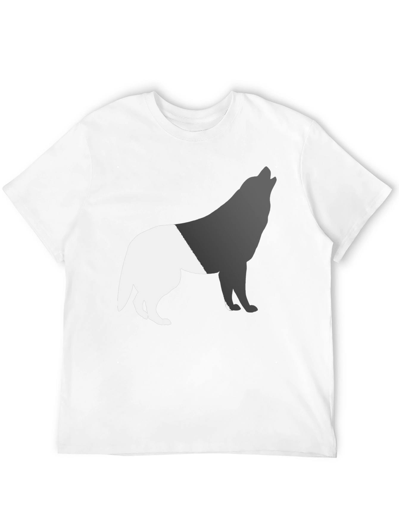 Black Two-Tone Wolf Graphic Tee - Black Cotton Blend view 12