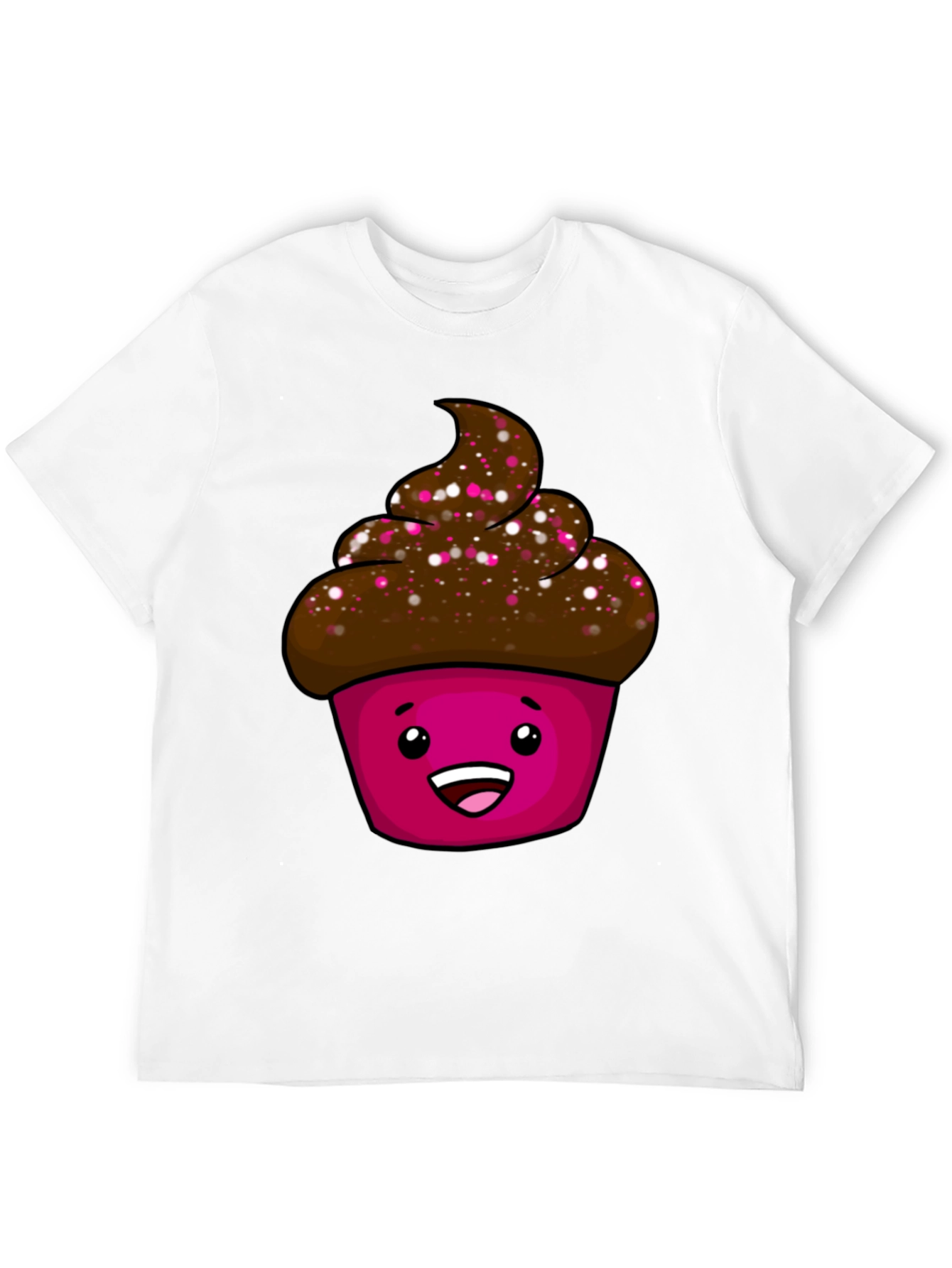 Black Cute Cupcake Graphic T-Shirt - Unisex Black Tee view 12