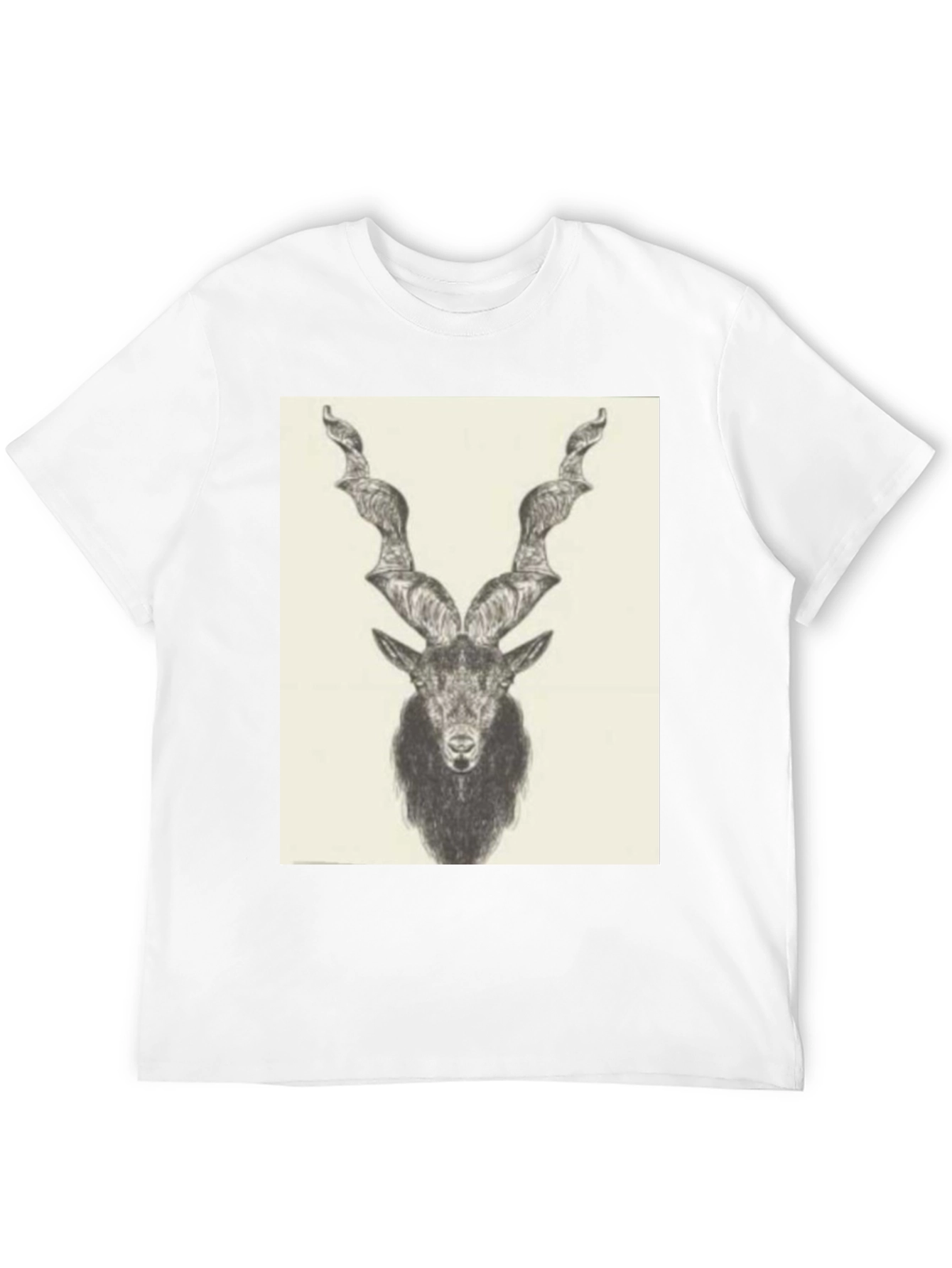 Black Black T-Shirt with Ibex Drawing view 12