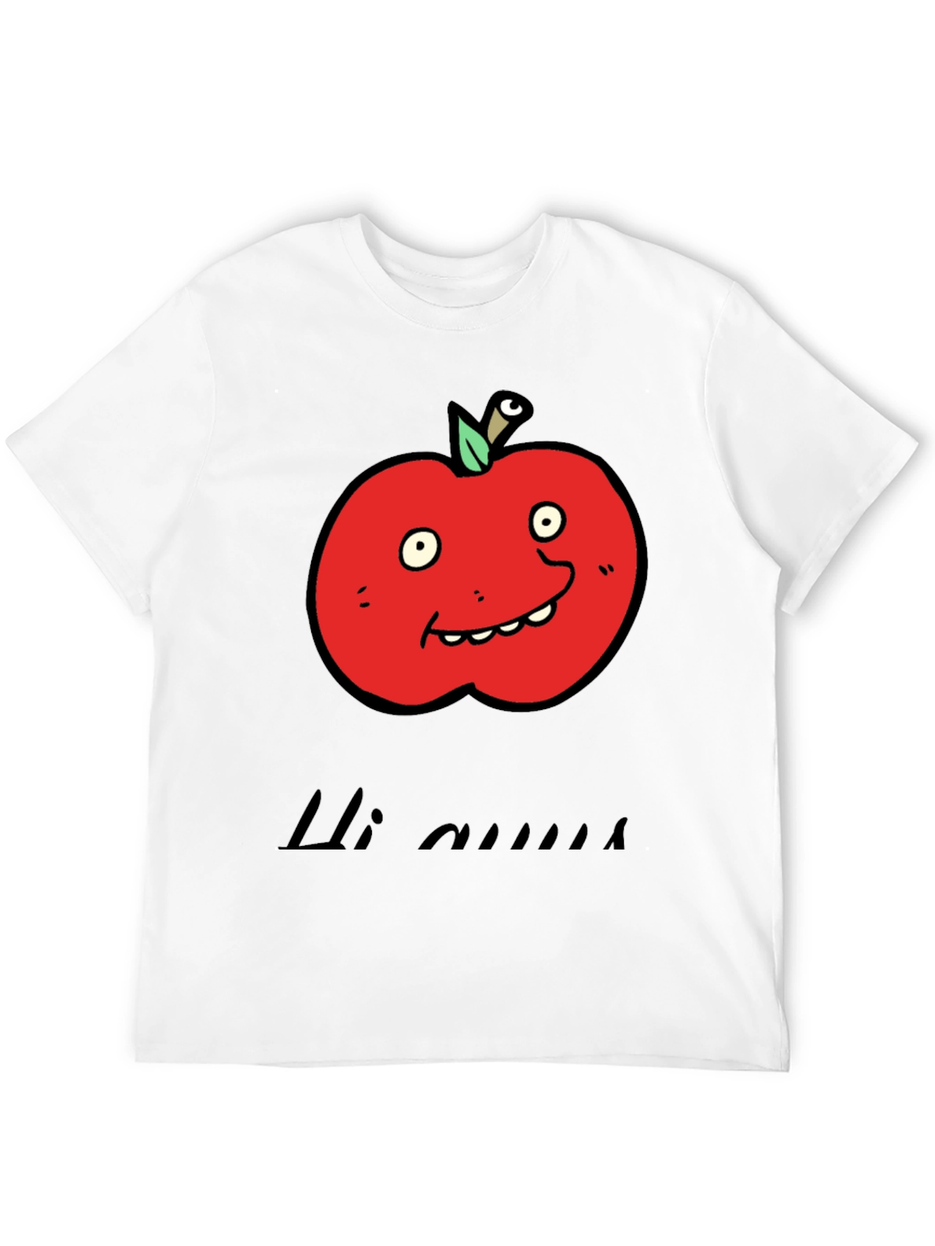 Black Cartoon Apple Graphic Tee - Funny Fruit T-Shirt view 12