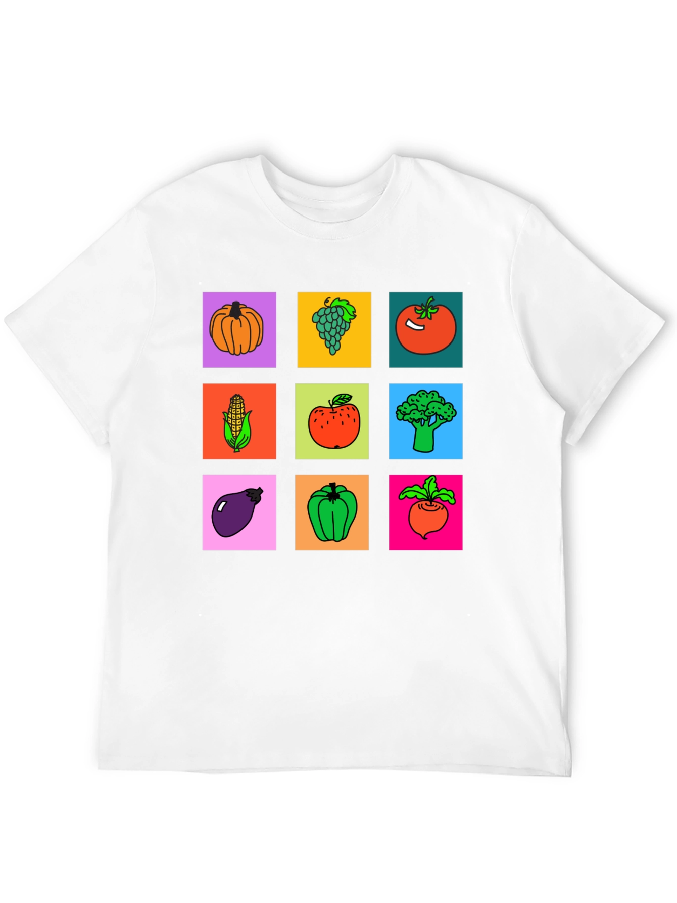 Black Vibrant Vegetable & Fruit Graphic Print T-Shirt view 12