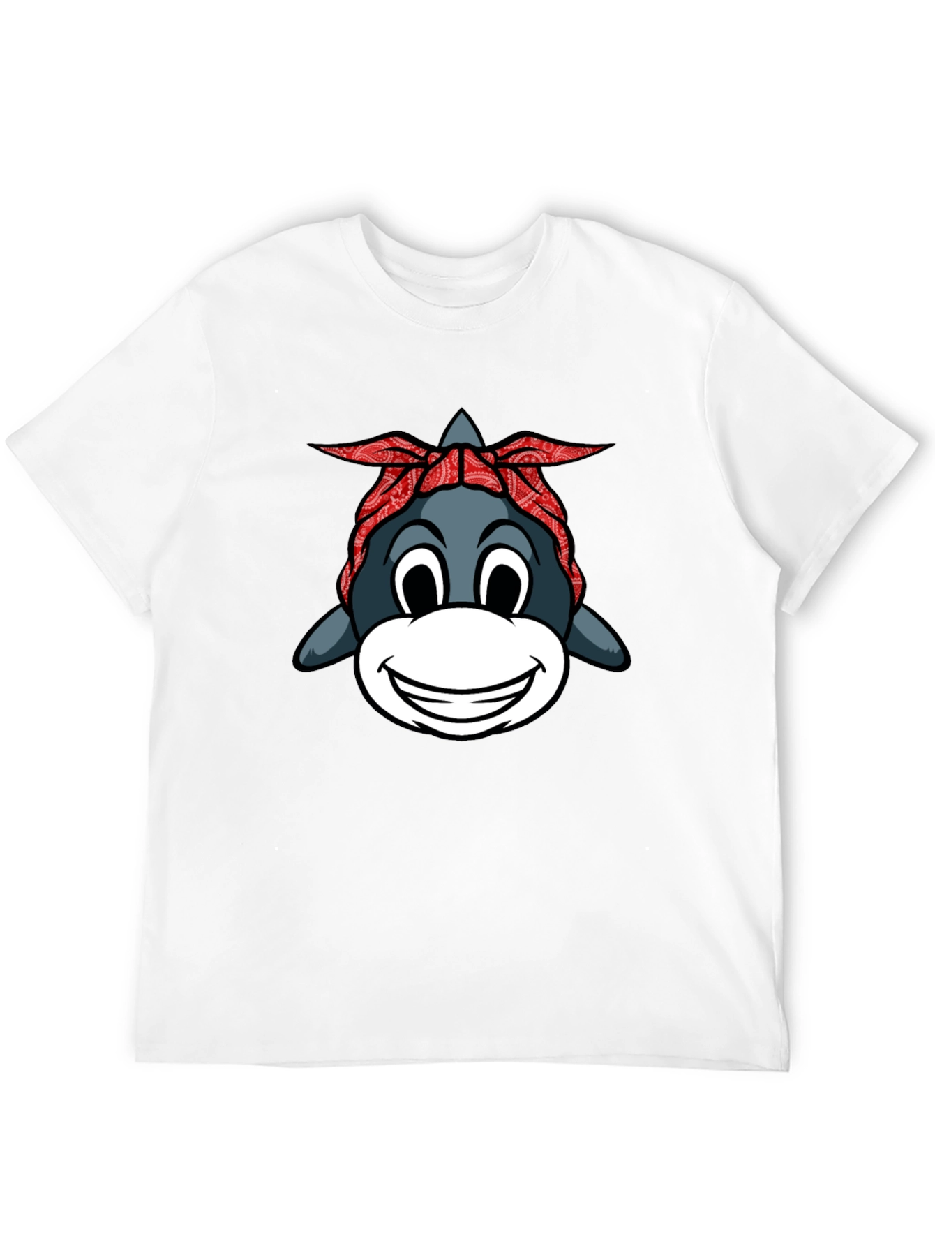 Black Funny Shark with Bandana Graphic T-Shirt view 12