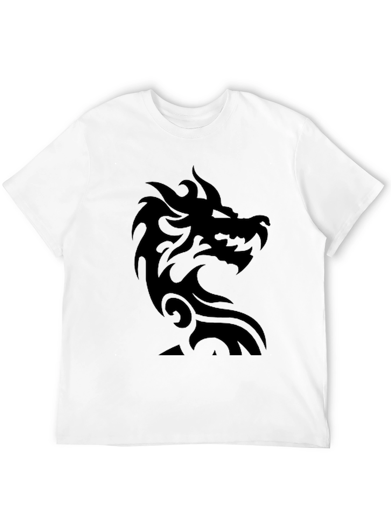 Black Men's Black T-Shirt with Dragon Graphic view 12