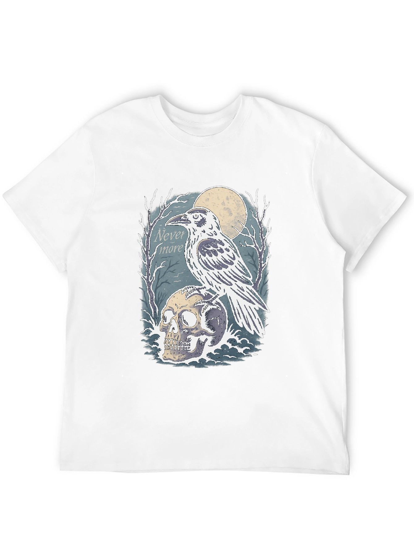 Black Raven Skull Graphic Tee - Nevermore Gothic Shirt view 12