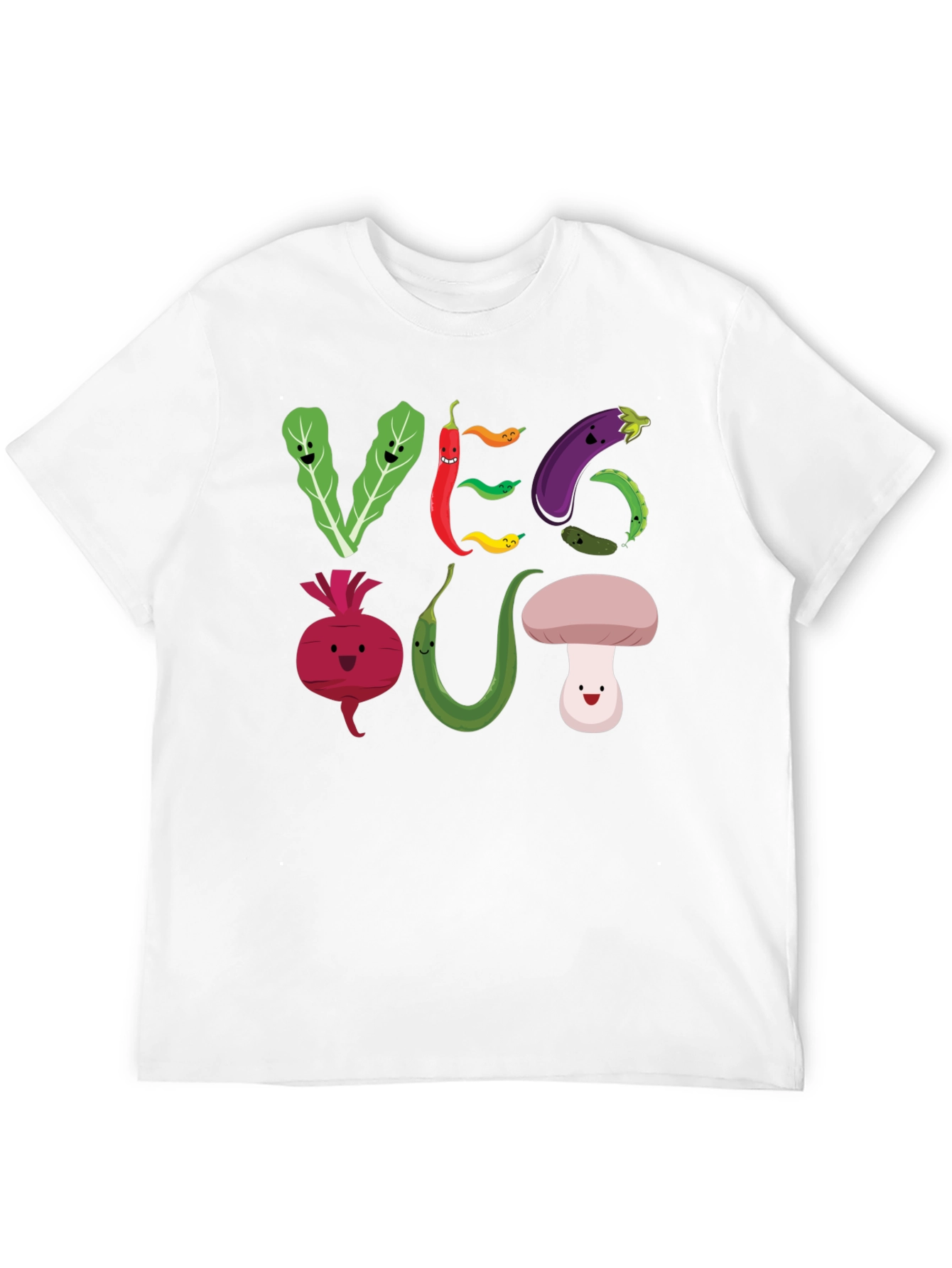 Black Veg Out T-Shirt - Cute Cartoon Vegetables view 12