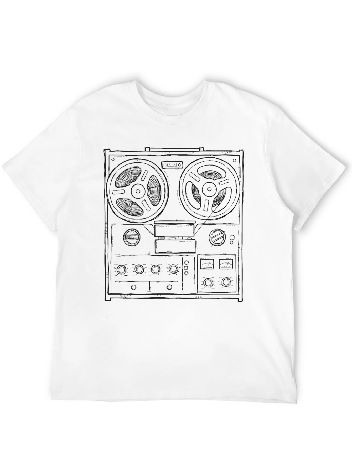 Black Retro Reel-to-Reel Tape Deck Graphic Tee view 12