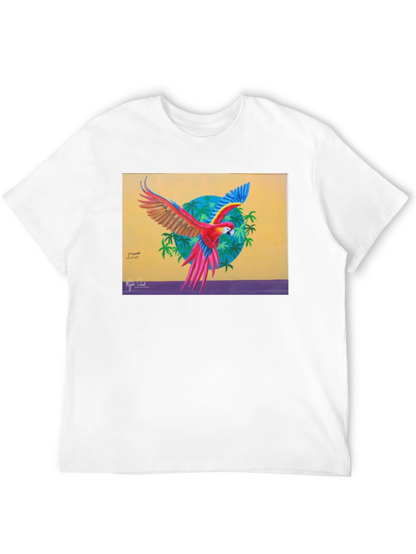 Black Tropical Parrot Graphic Tee - Vivid Art Print view 12