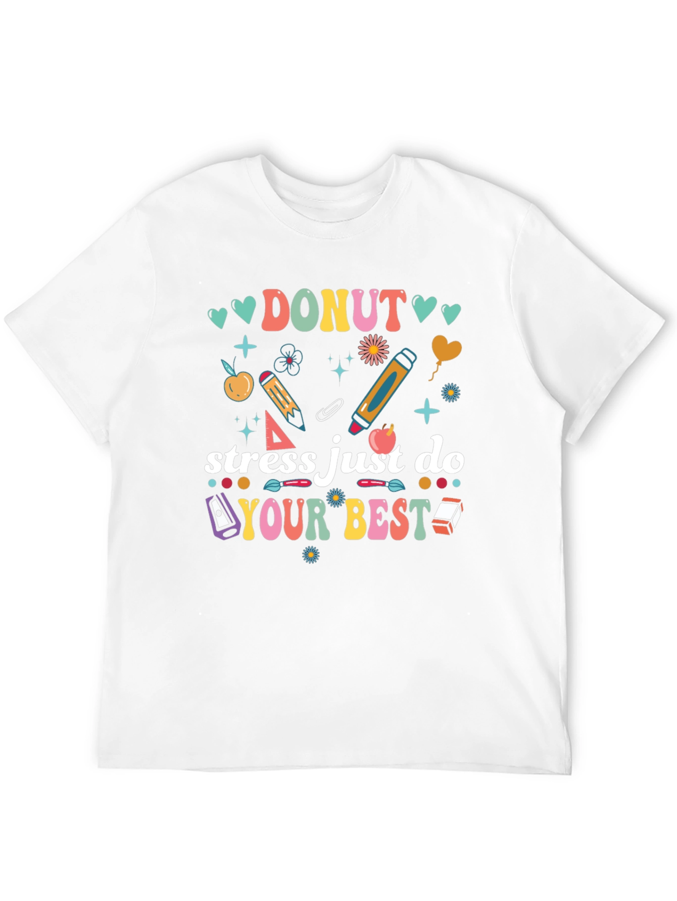 Black Donut Stress Just Do Your Best Graphic Tee view 12