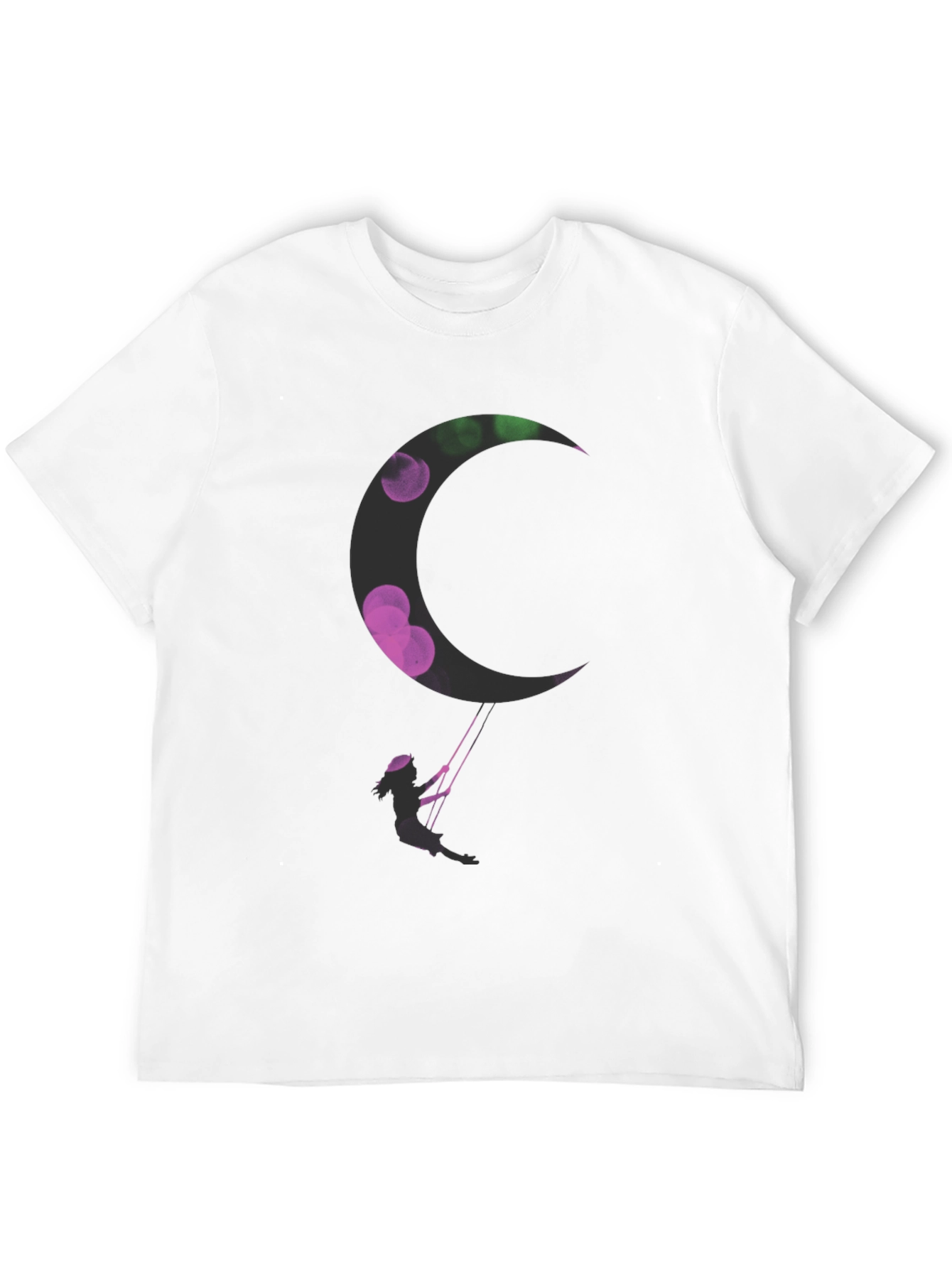 Black Silhouette Swing Moon Graphic Tee view 12