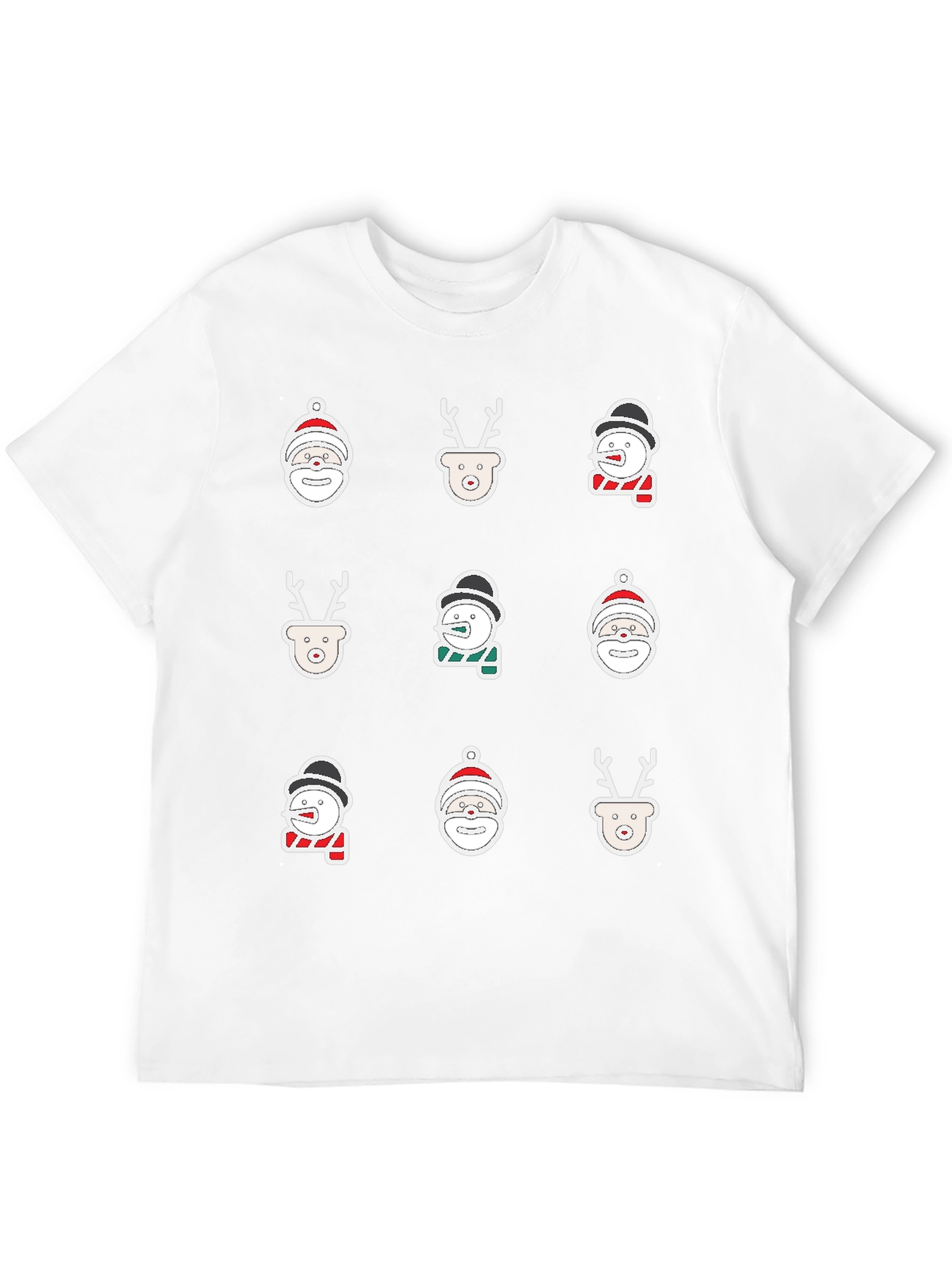 Black Festive Holiday Icons Black T-Shirt view 12