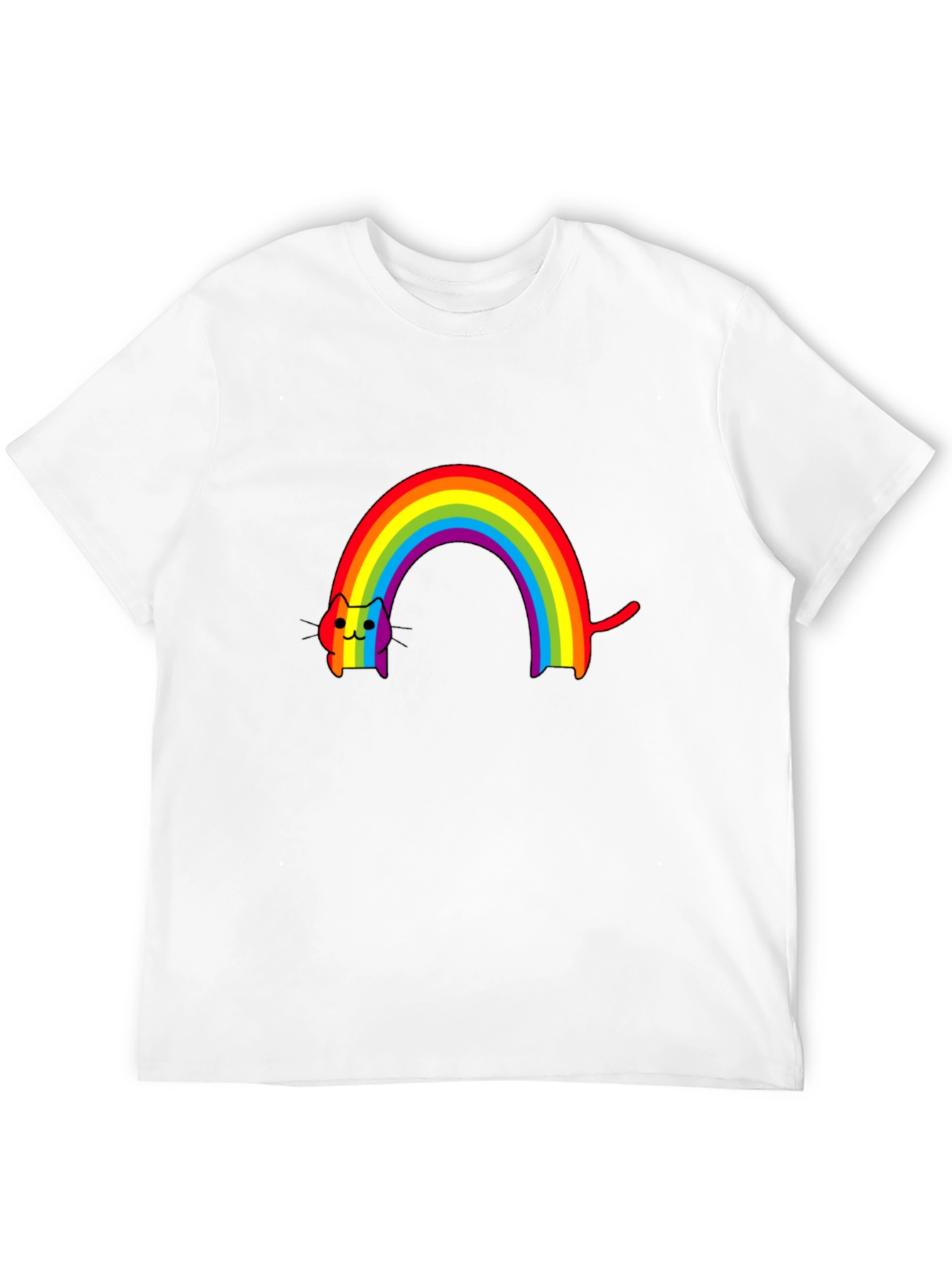 Black Rainbow Cat T-Shirt - Fun Graphic Tee view 12