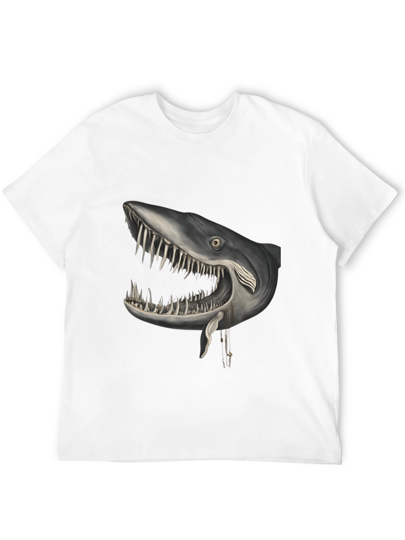 Black Shark Head Graphic Print Crew Neck T-Shirt view 12