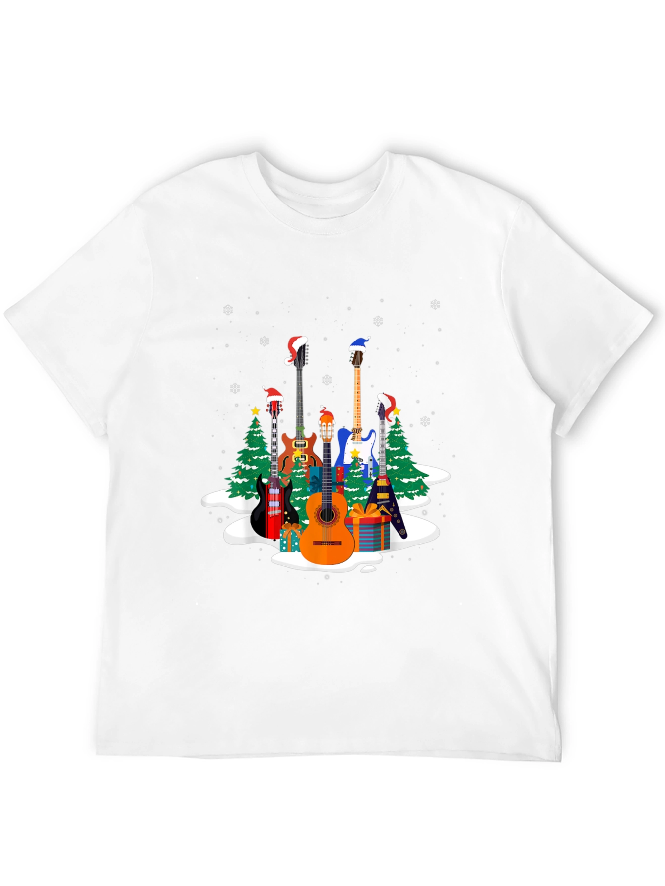 Black Festive Guitar Christmas T-Shirt view 12