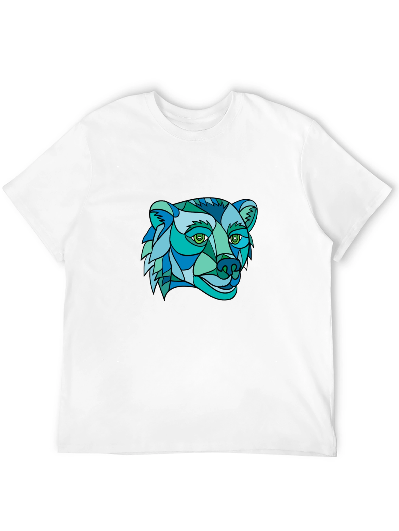 Black Geometric Bear Graphic Tee - Stylish Men's Black T-Shirt view 12