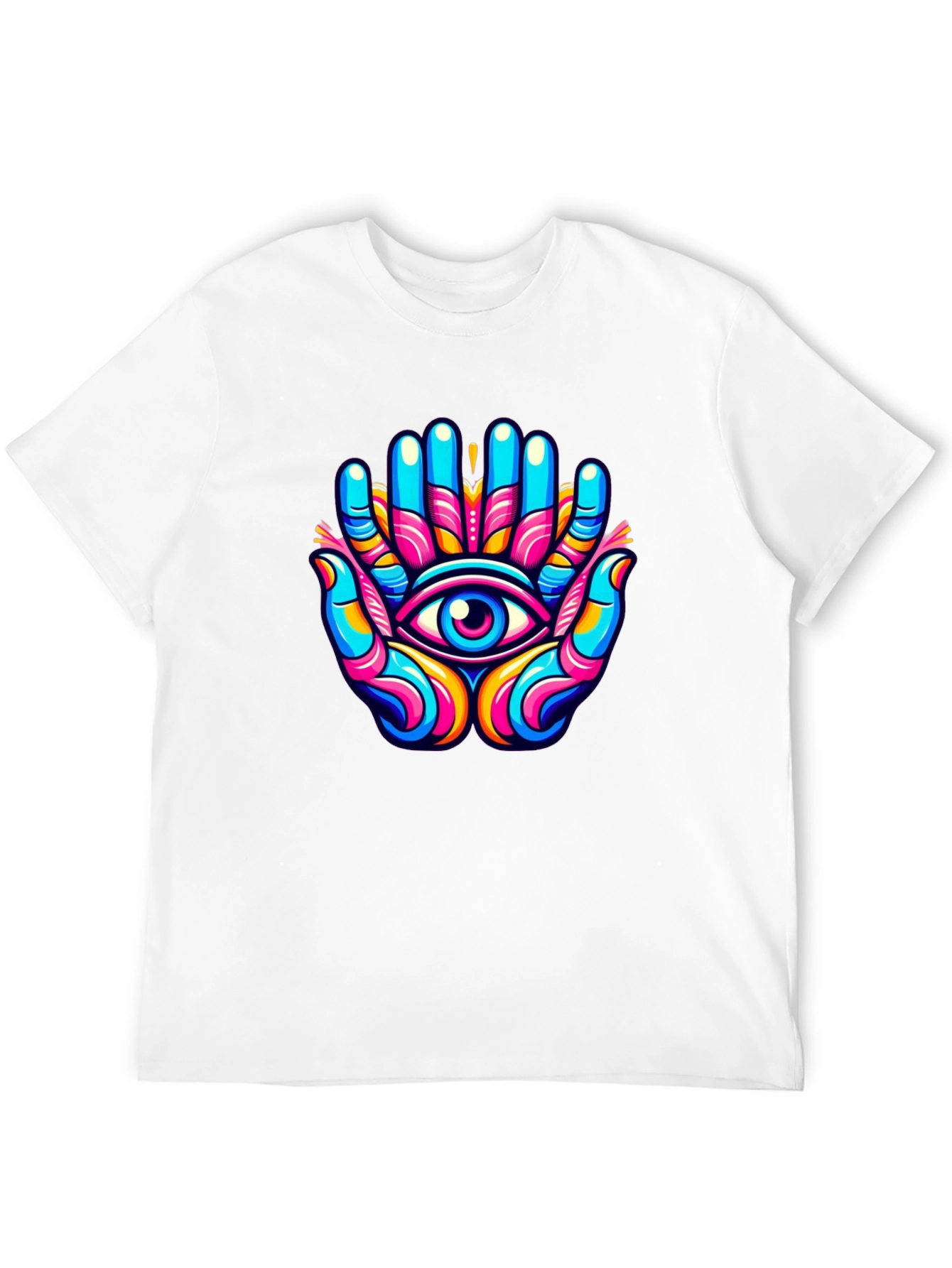 Black Vivid Eye Hands Graphic Black T-Shirt view 12