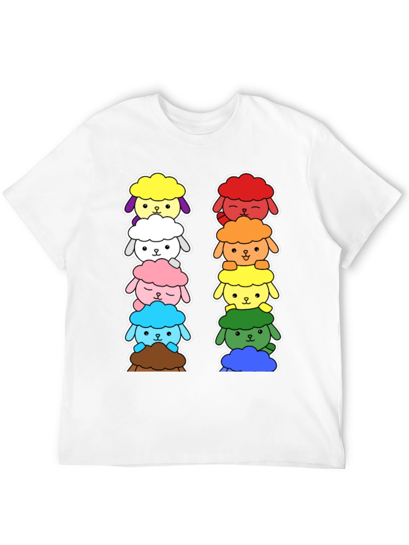 Black Rainbow Sheep Stack T-Shirt - Cute & Unique! view 12