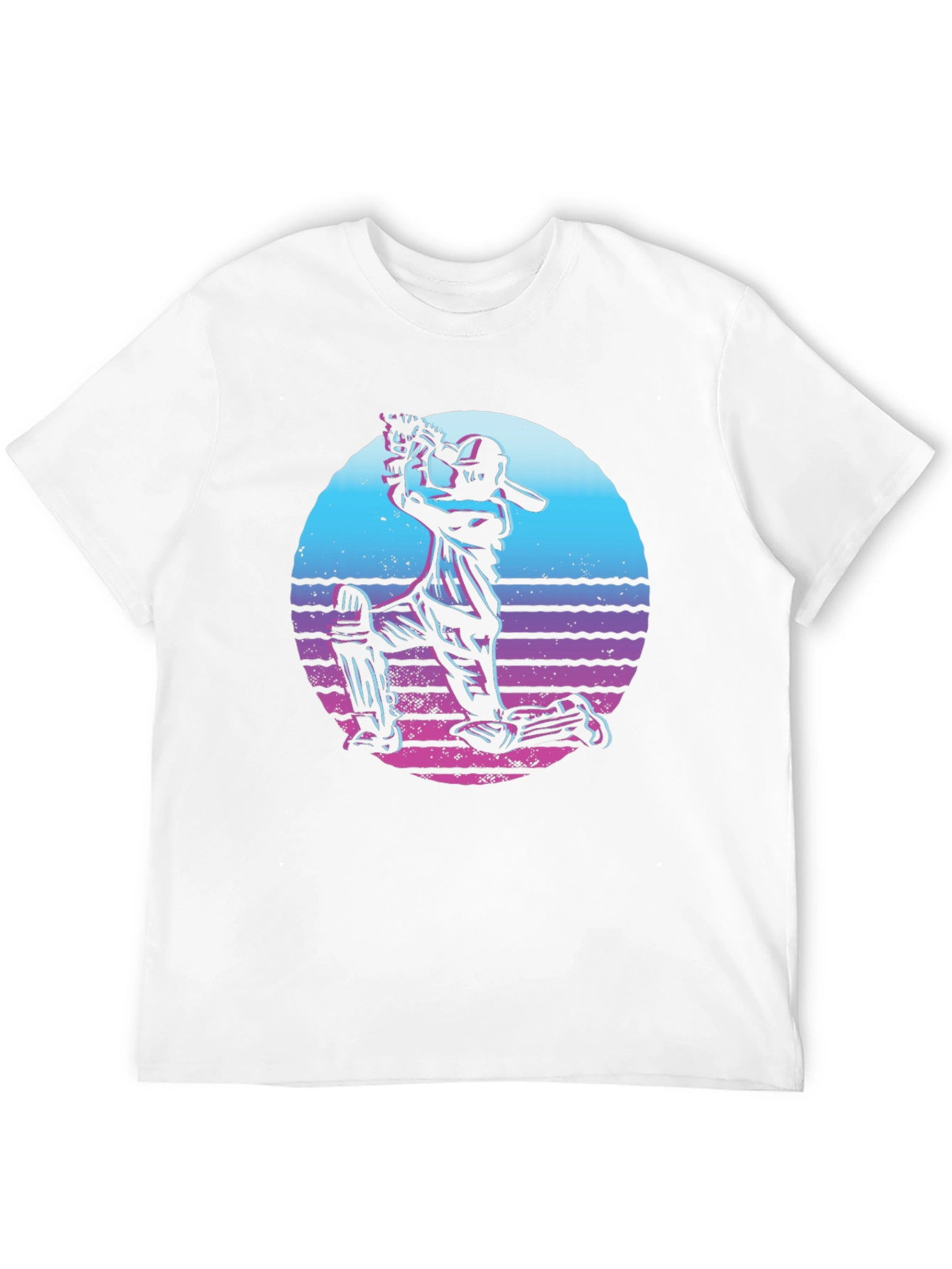 Black Retro Cricket Player T-Shirt - Black view 12