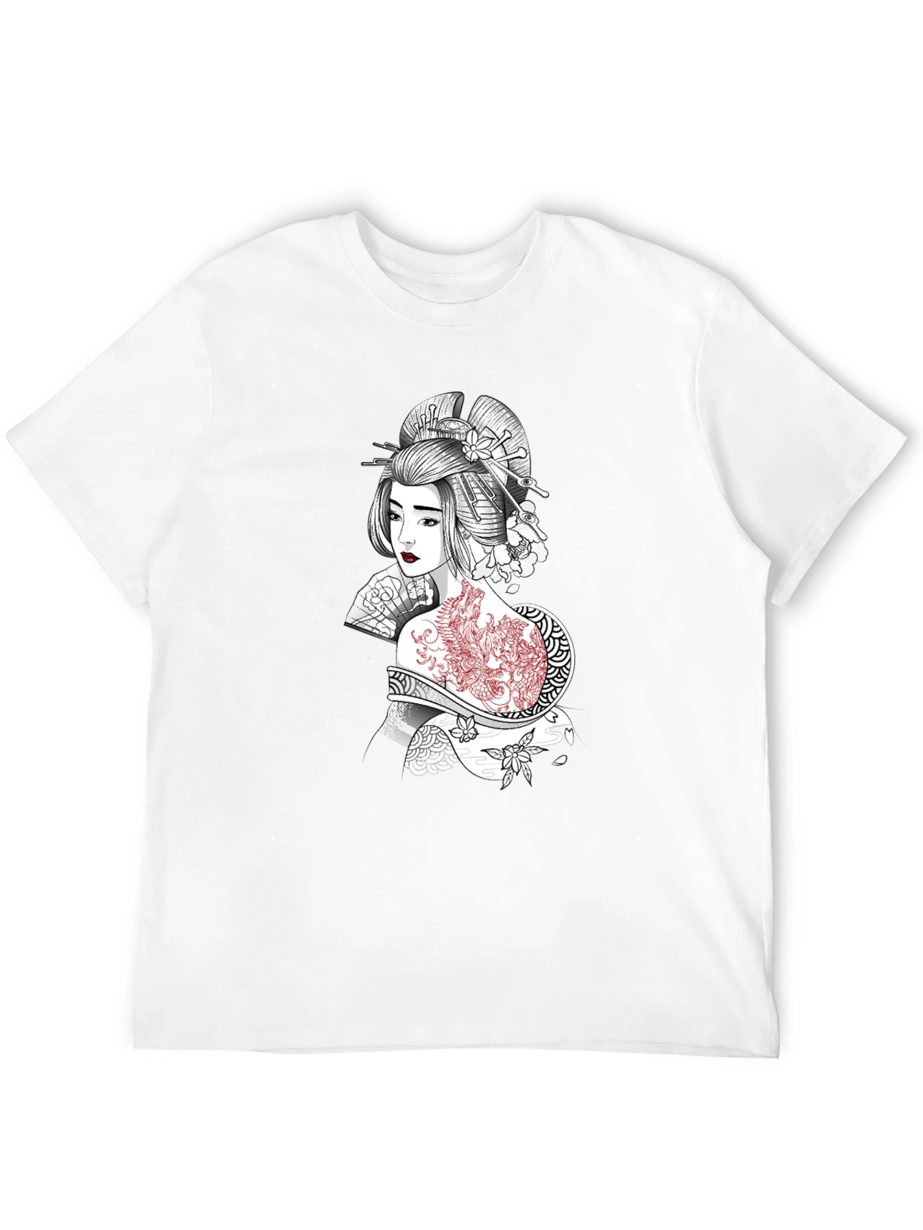 Black Geisha Graphic Print Black T-Shirt view 12