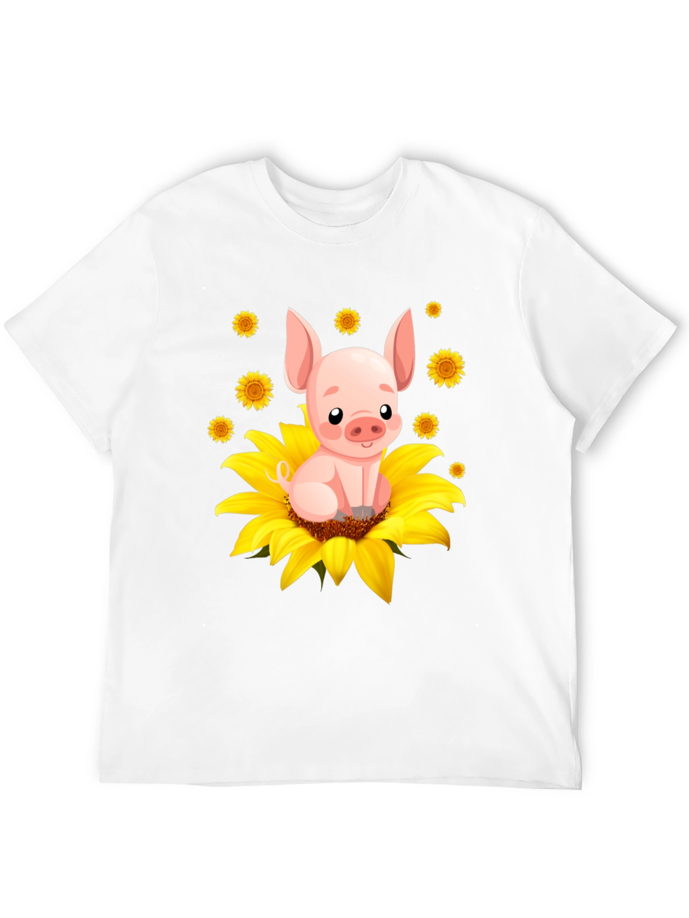 Black Pig Sunflower Graphic Tee - Cute Animal Lover Shirt view 12