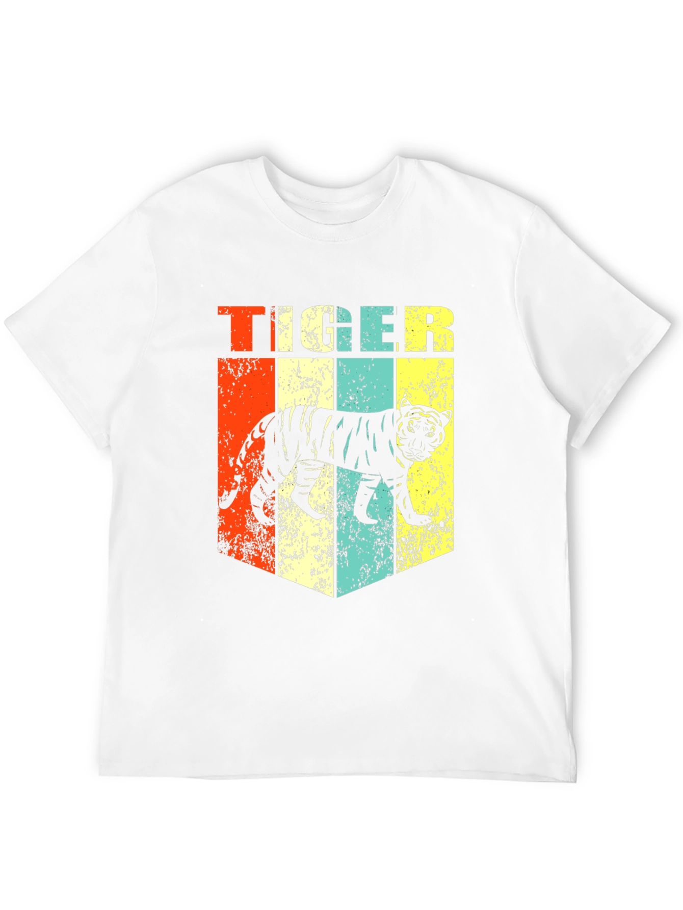 Black Retro Tiger Graphic Print Men's Black T-Shirt view 12