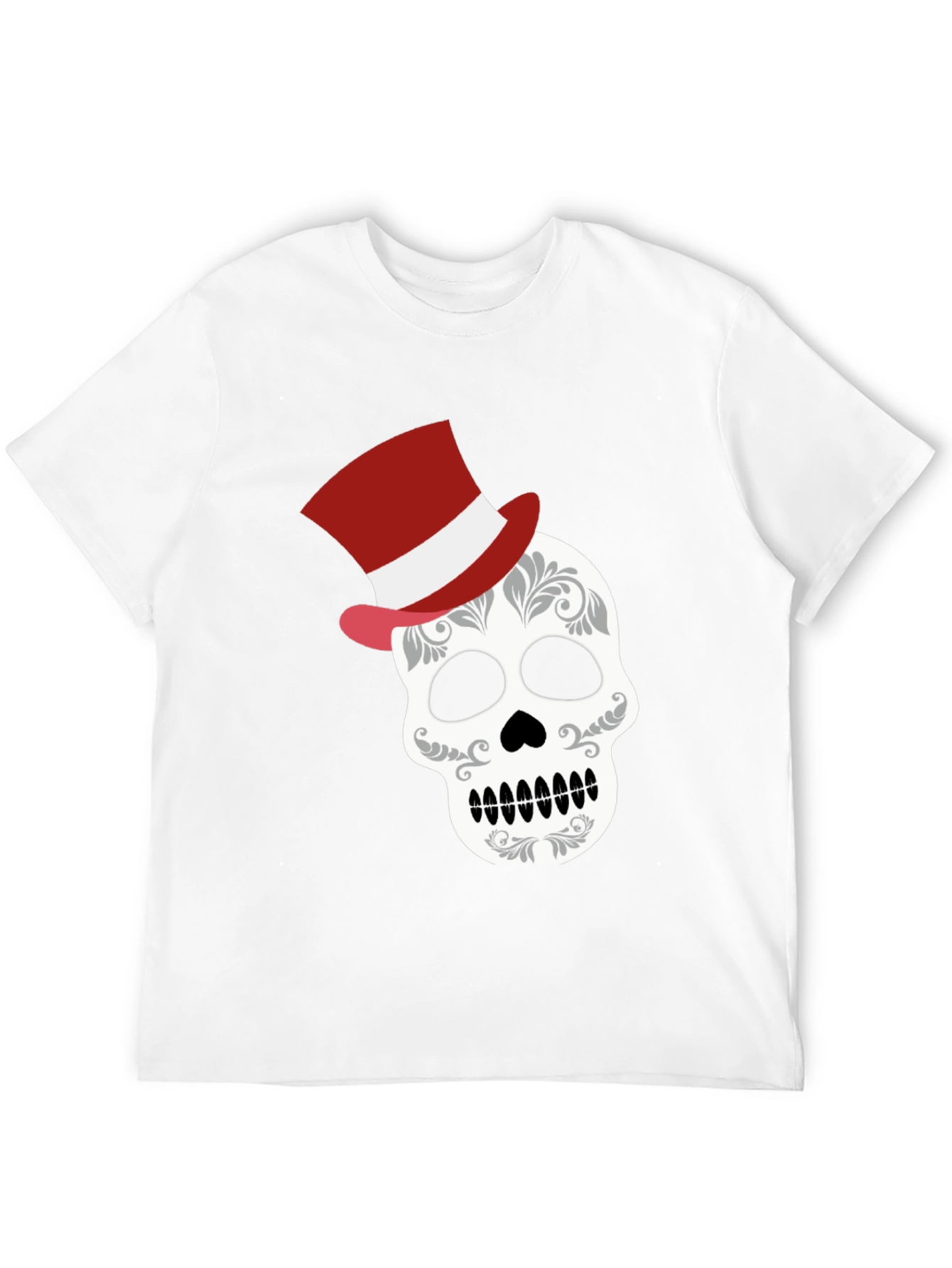 Black Skull Top Hat Graphic Tee - Unique Fashion view 12