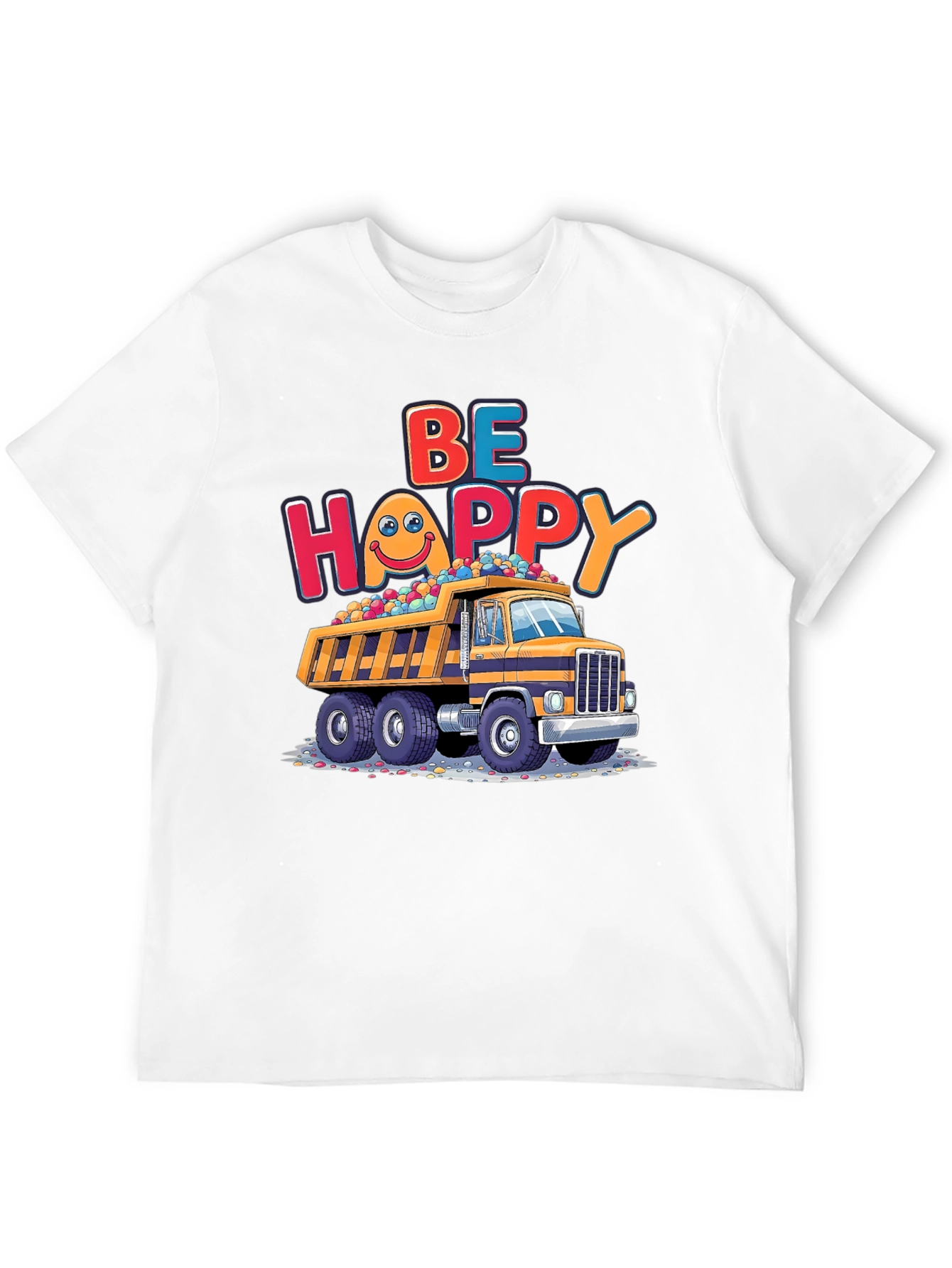 Black Be Happy Dump Truck T-Shirt view 12