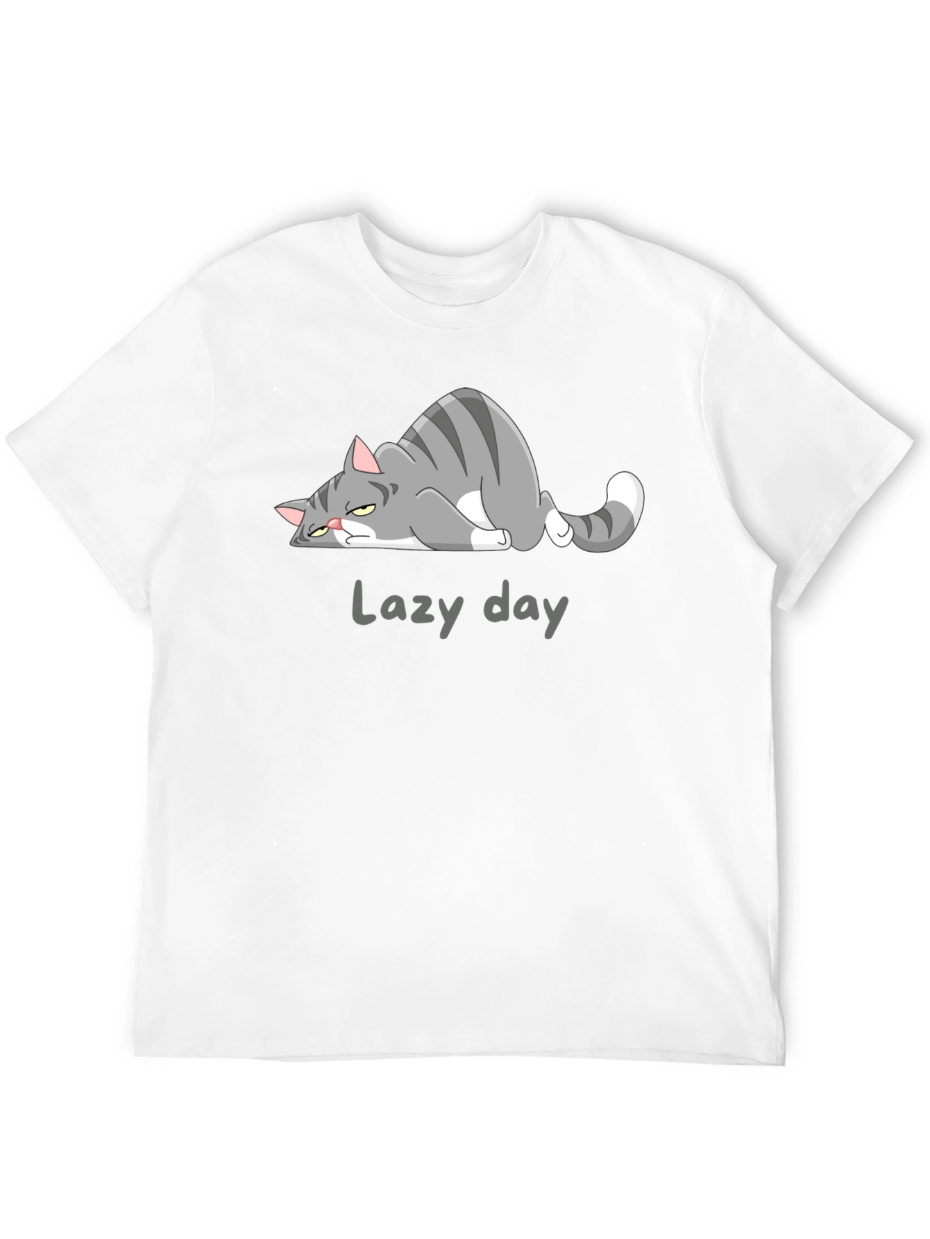 Black Lazy Day Cat Graphic Tee - Black Casual T-Shirt view 12