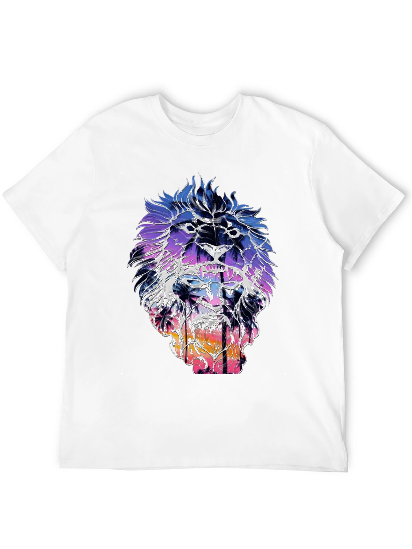 Black Lion Sunset Graphic Tee - Trendy Men's Black T-Shirt view 12