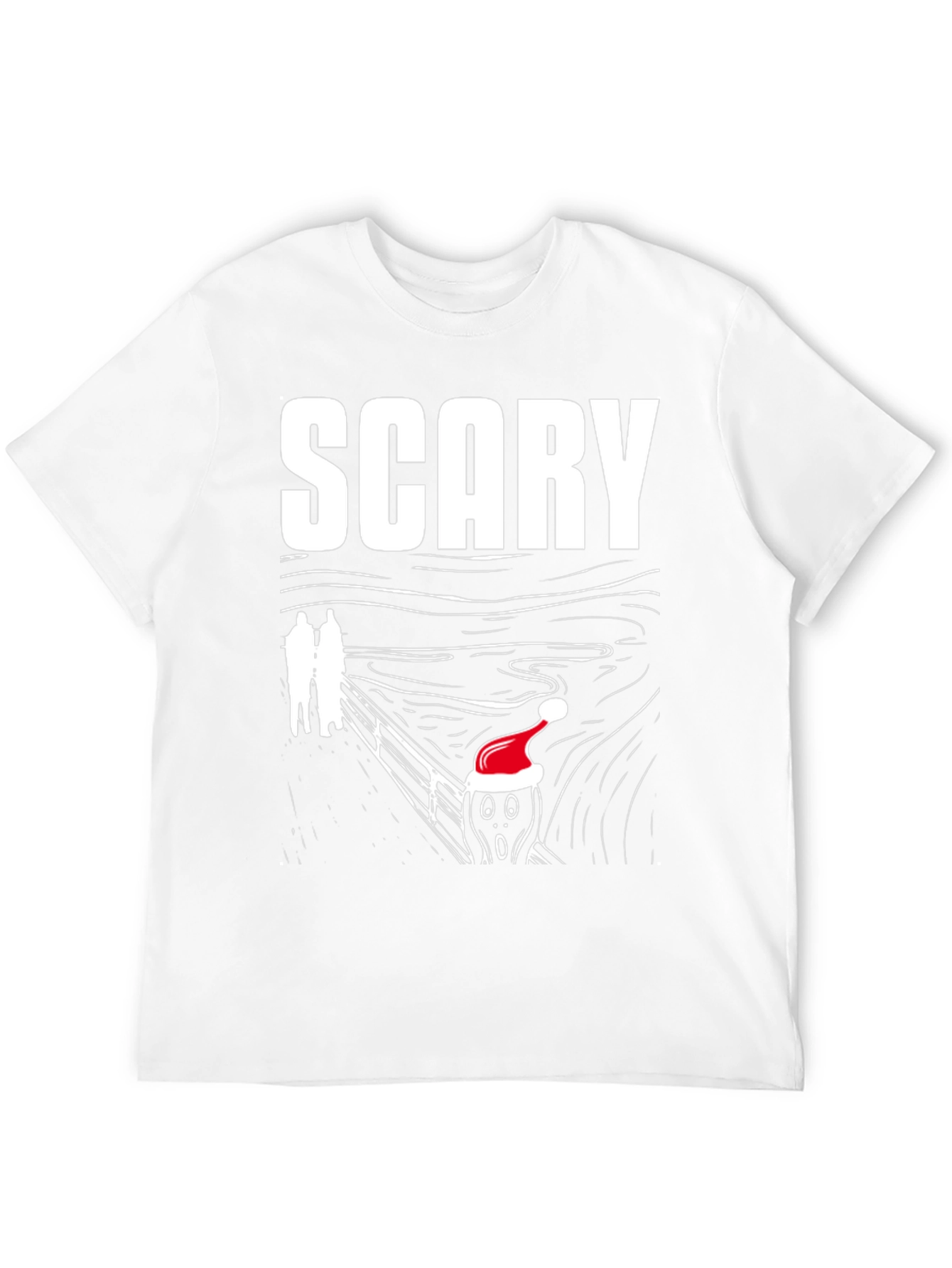 Black Scary Scream Santa T-Shirt - Holiday Horror Tee view 12