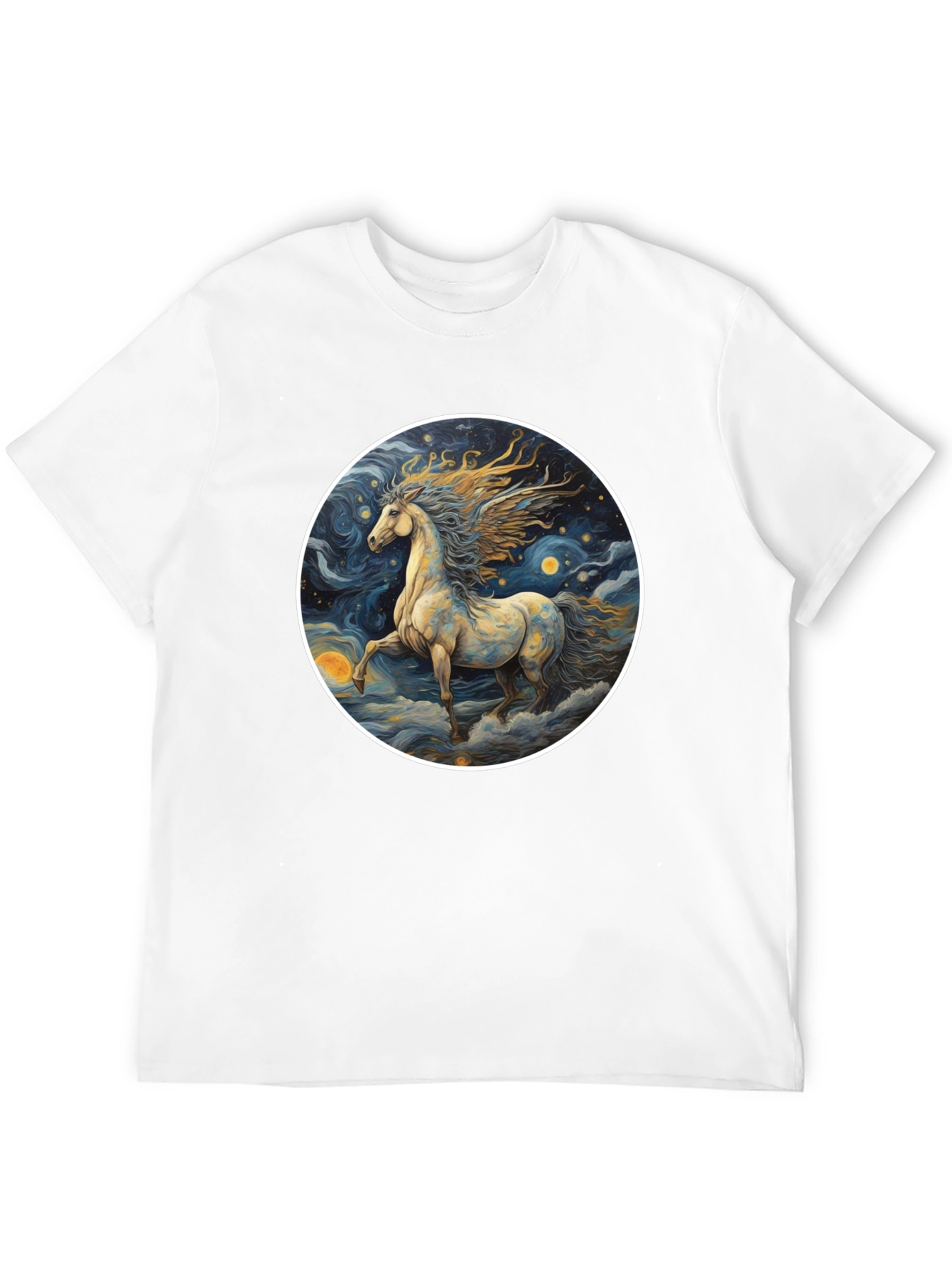 Black Celestial Horse Graphic Tee - Starry Night Design view 12