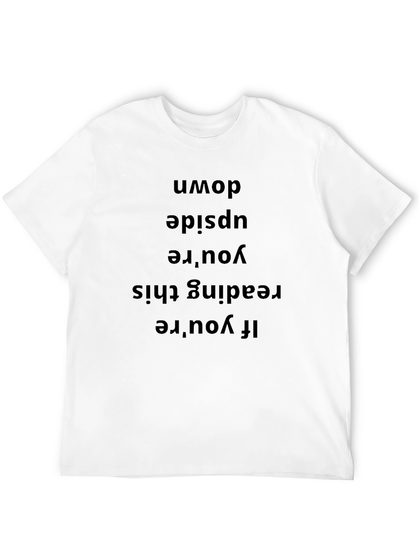 Black Upside Down Text Tee - Novelty Funny T-Shirt view 12