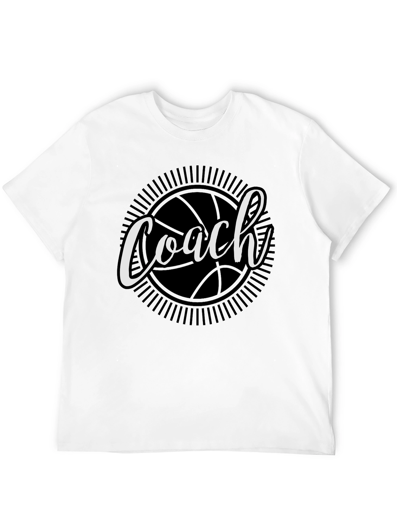 Black Coach Basketball Graphic T-Shirt - Black Cotton Tee view 12