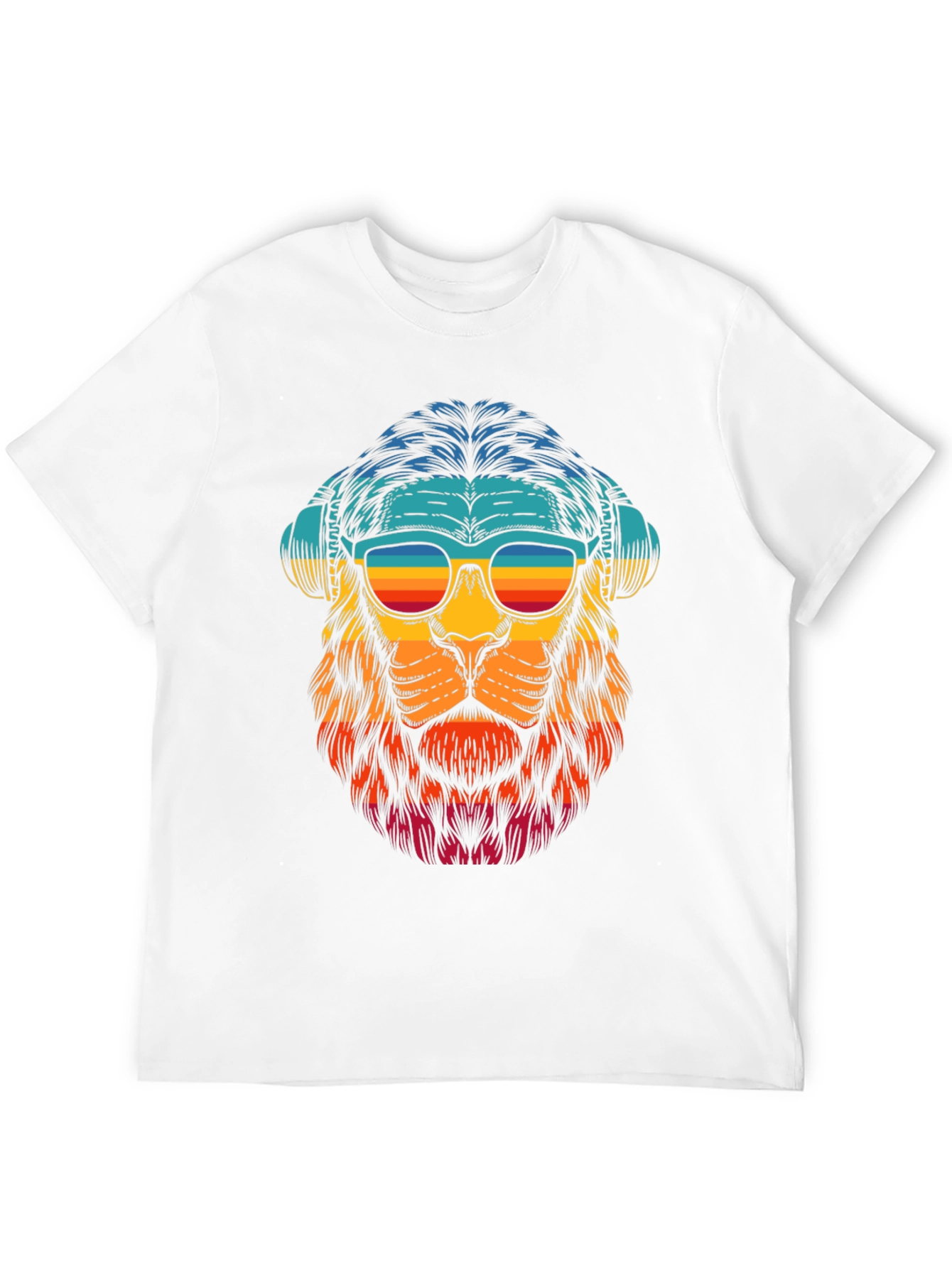 Black Retro Lion Graphic Tee - Black Cotton Blend view 12