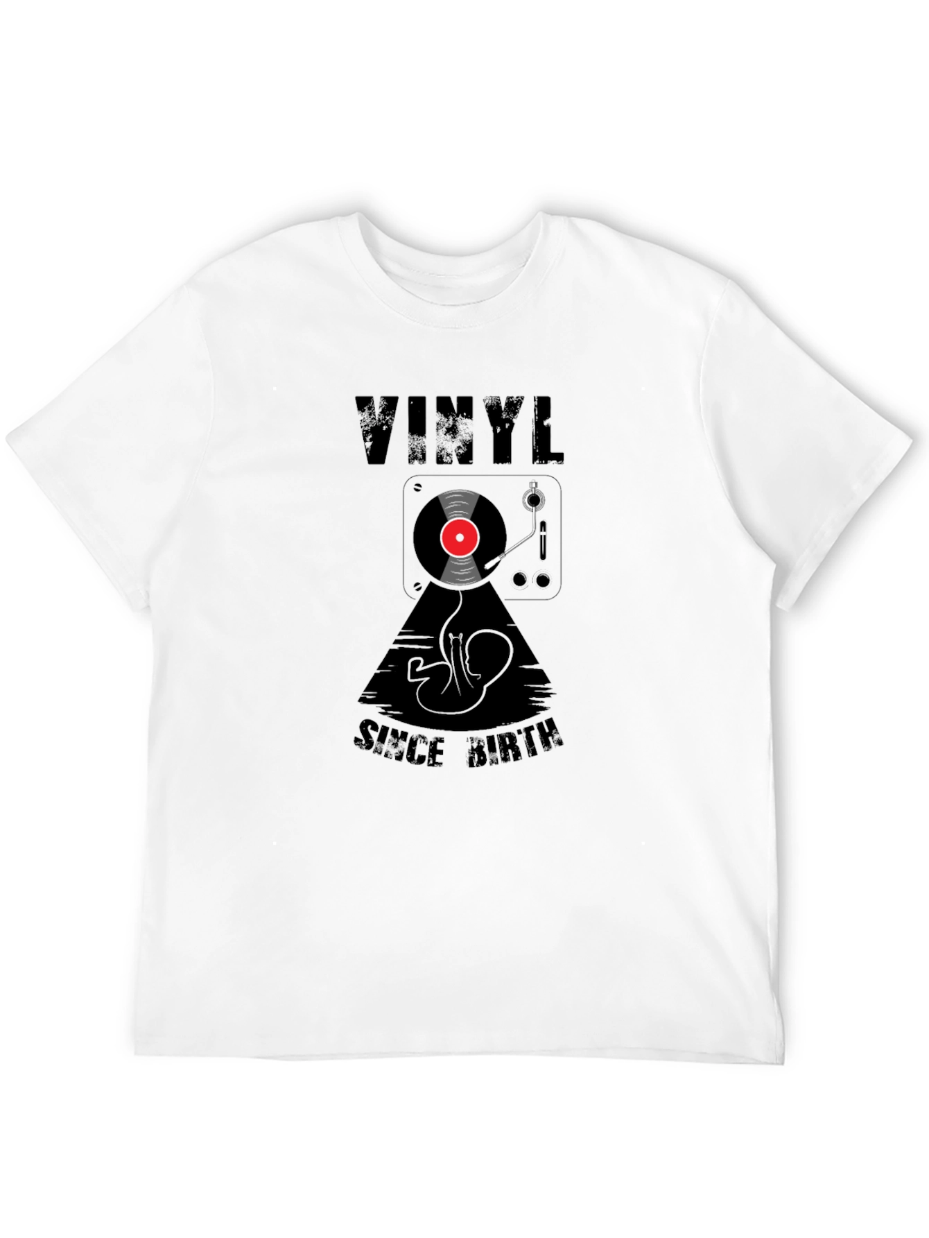 Black Vinyl Since Birth Black Graphic Tee - Music Lover Shirt view 12