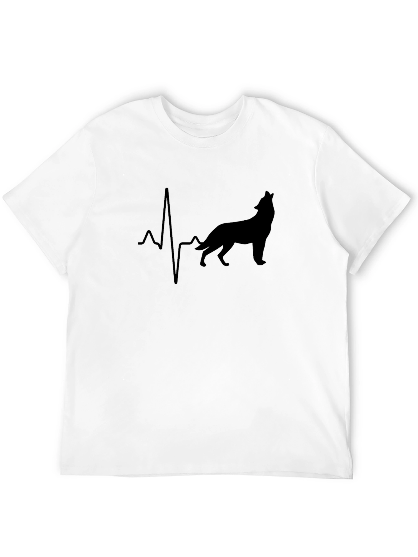 Black Wolf Heartbeat Graphic Tee - Men's Black T-Shirt view 12