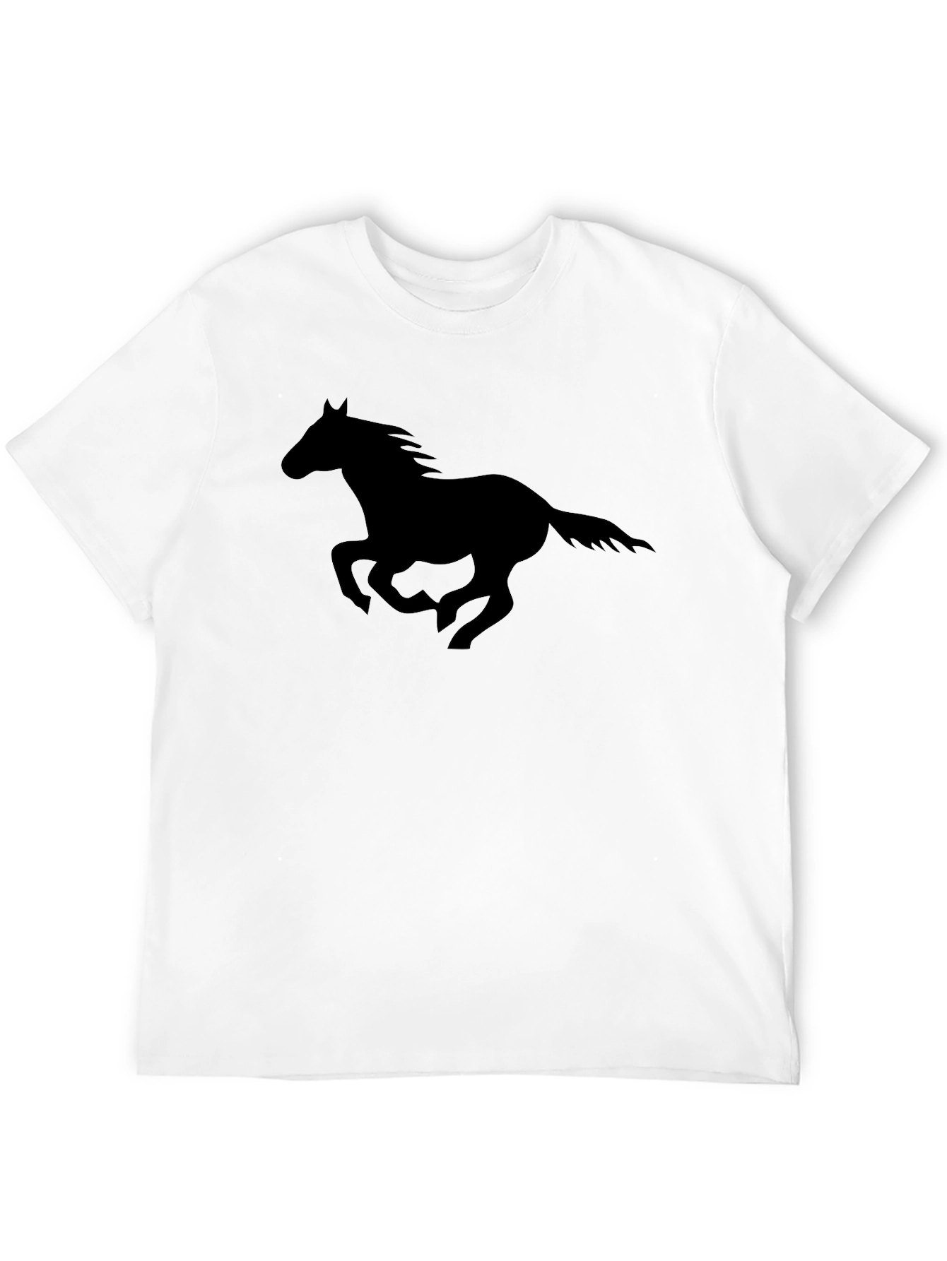 Black Horse Silhouette Graphic Tee - Black Cotton T-Shirt view 12