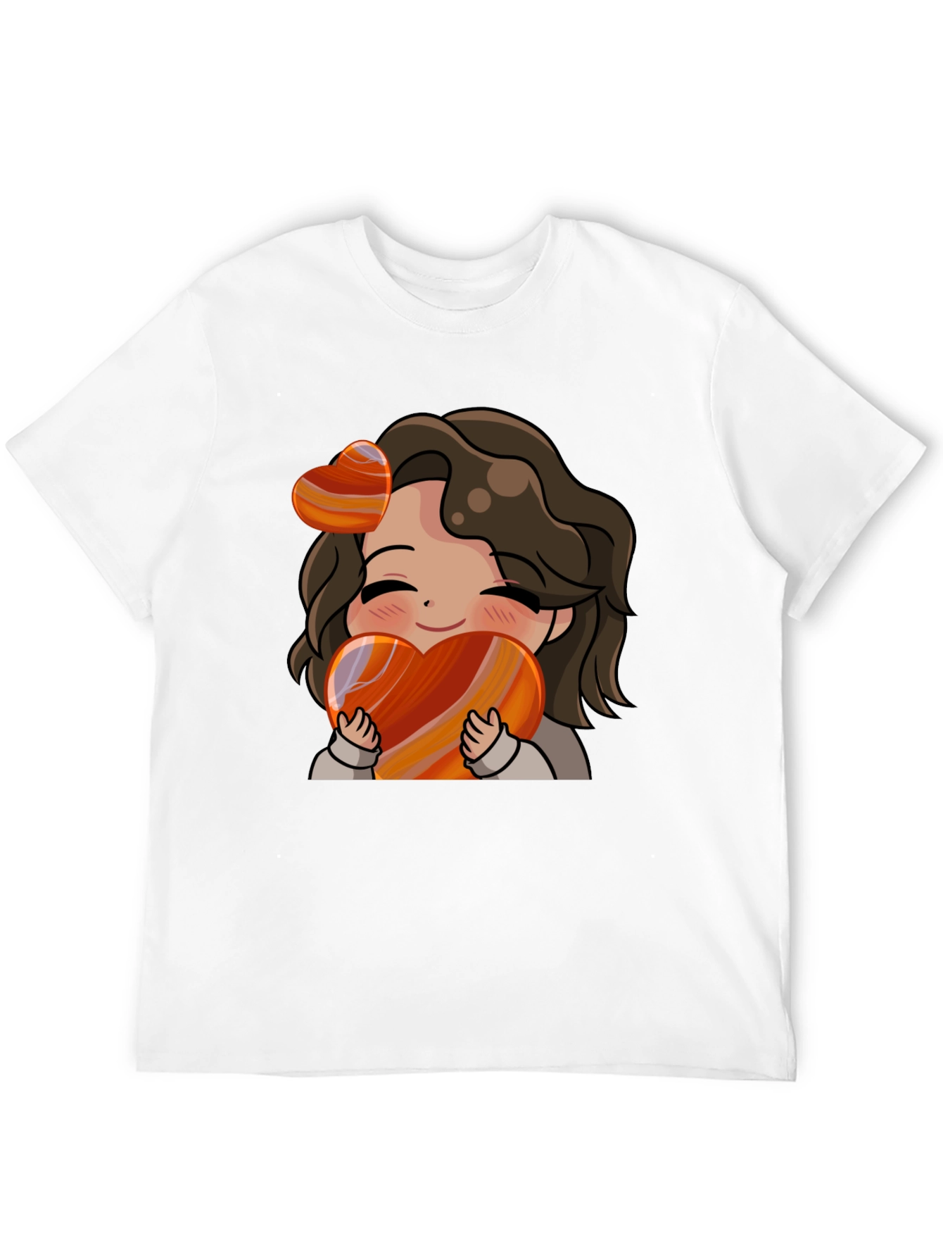 Black Cute Cartoon Girl Heart T-Shirt view 12