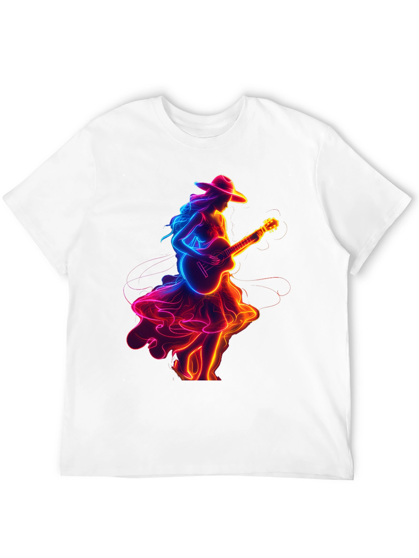 Black Neon Guitar Girl Graphic Tee view 12