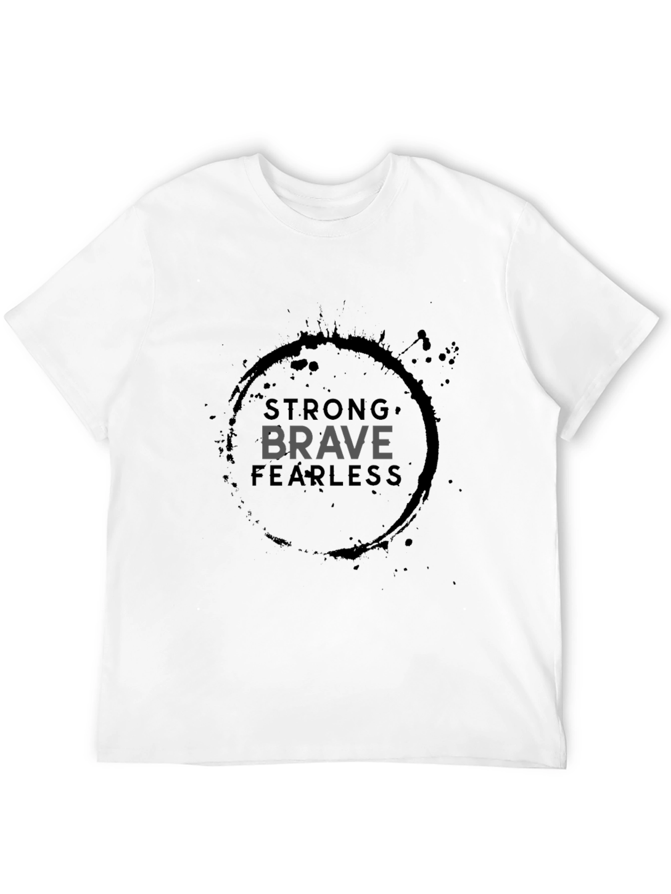 Black Strong Brave Fearless Graphic Tee - Black Cotton T-Shirt view 12