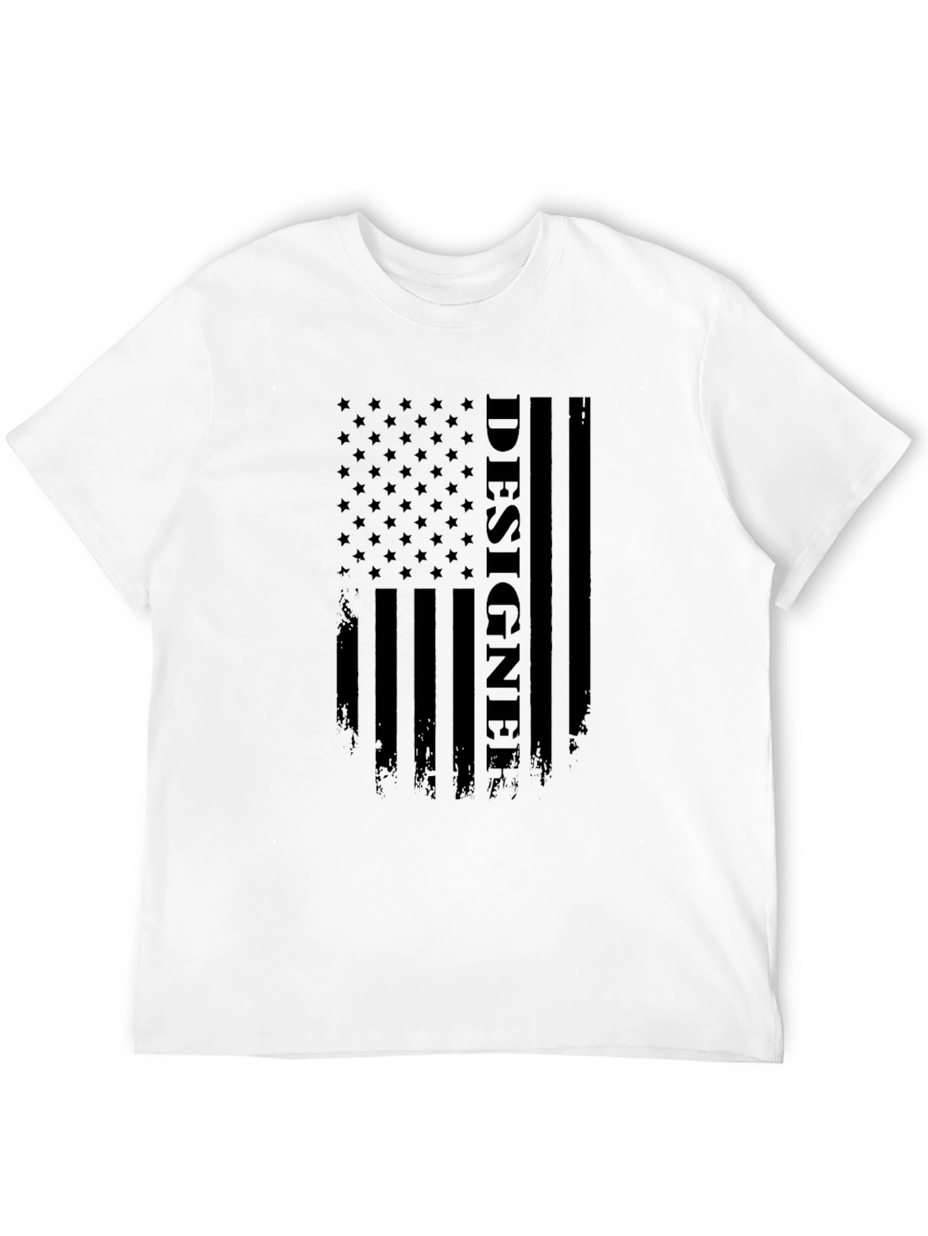 Black Designer American Flag T-Shirt view 12