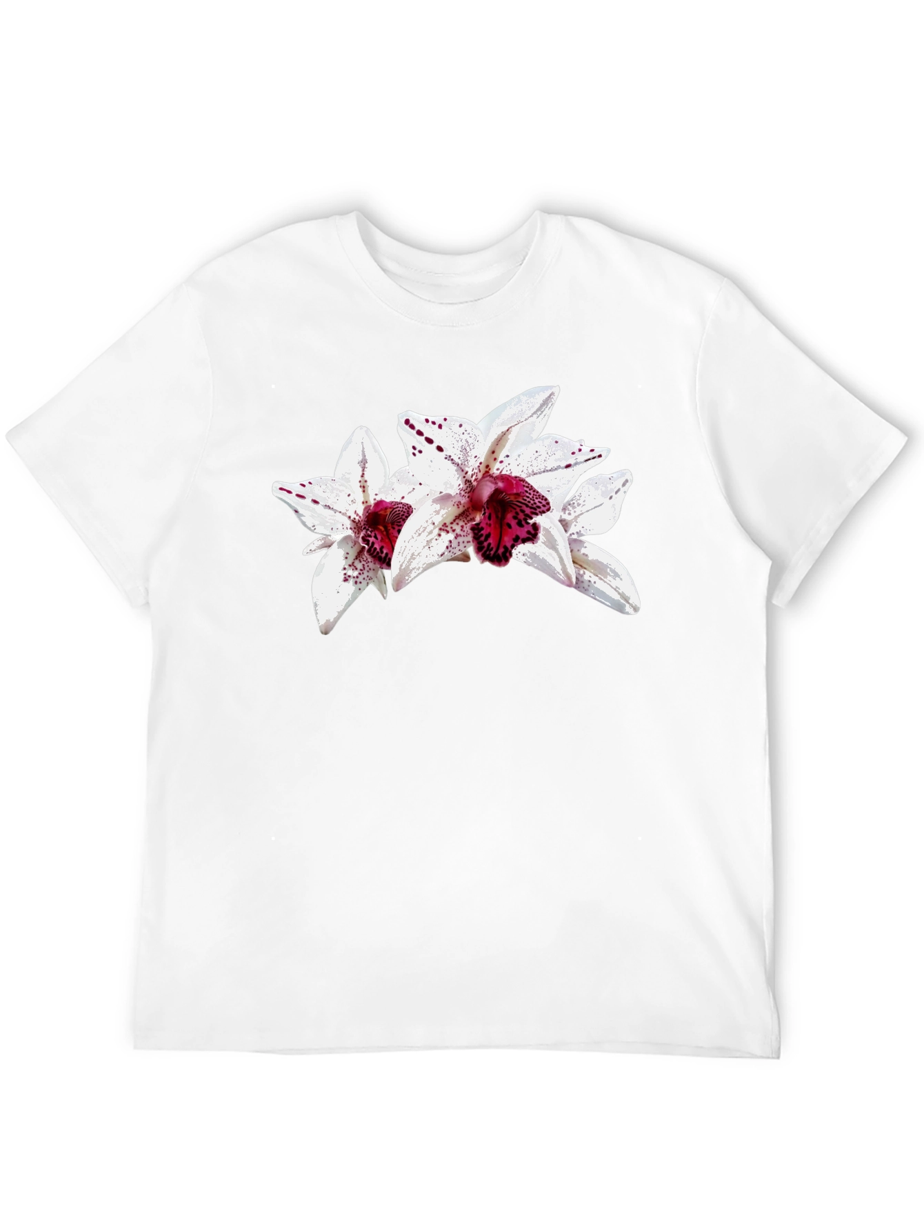 Black Floral Orchid Graphic Black T-Shirt view 12
