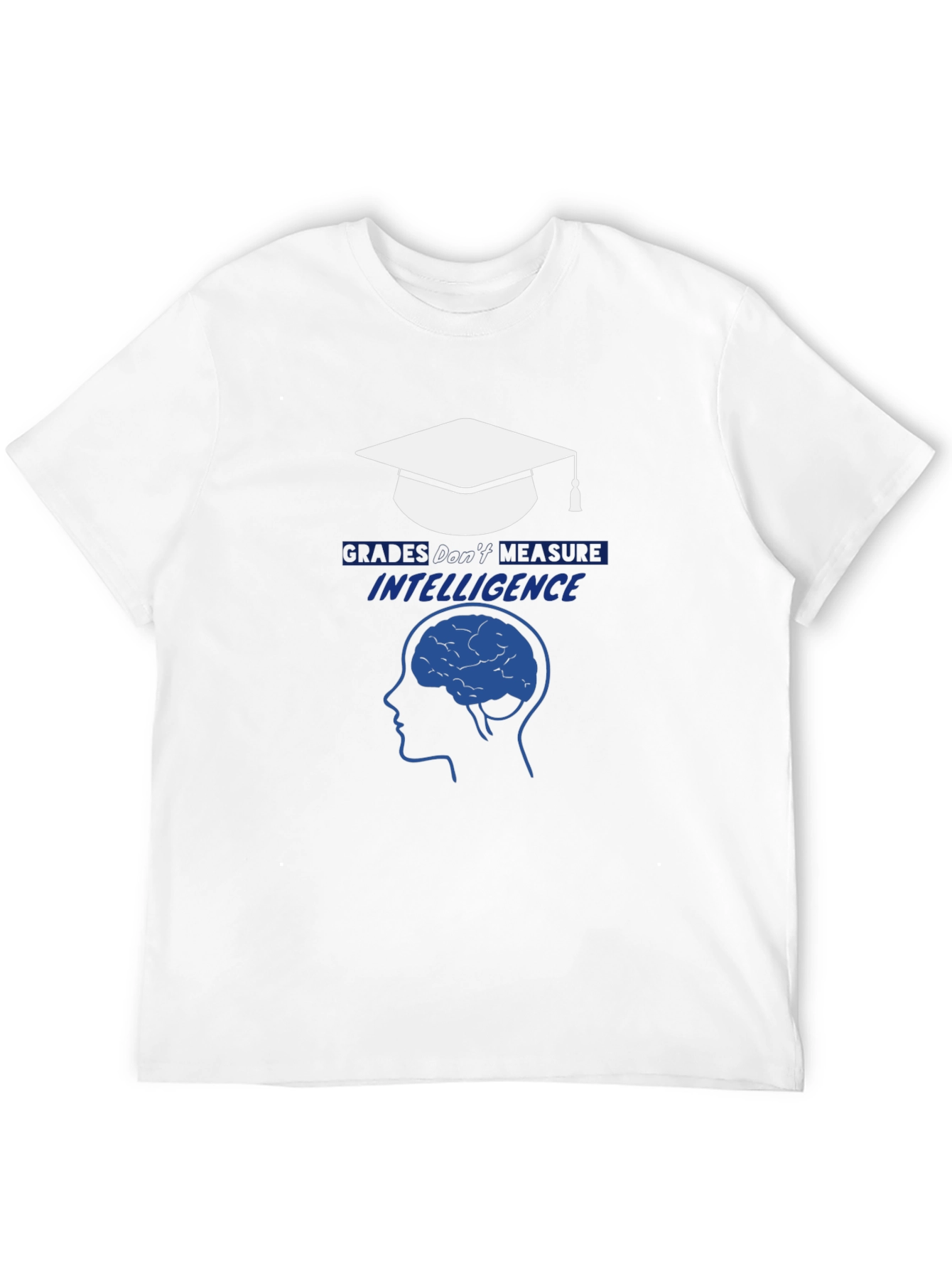 Black Intelligence T-Shirt - Graduation Cap & Brain Design view 12
