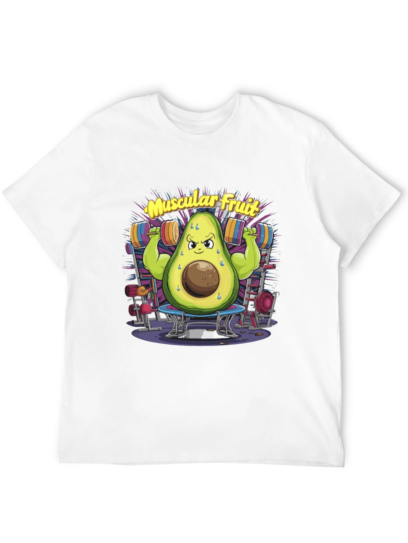 Black Muscular Fruit Avocado Black T-Shirt view 12