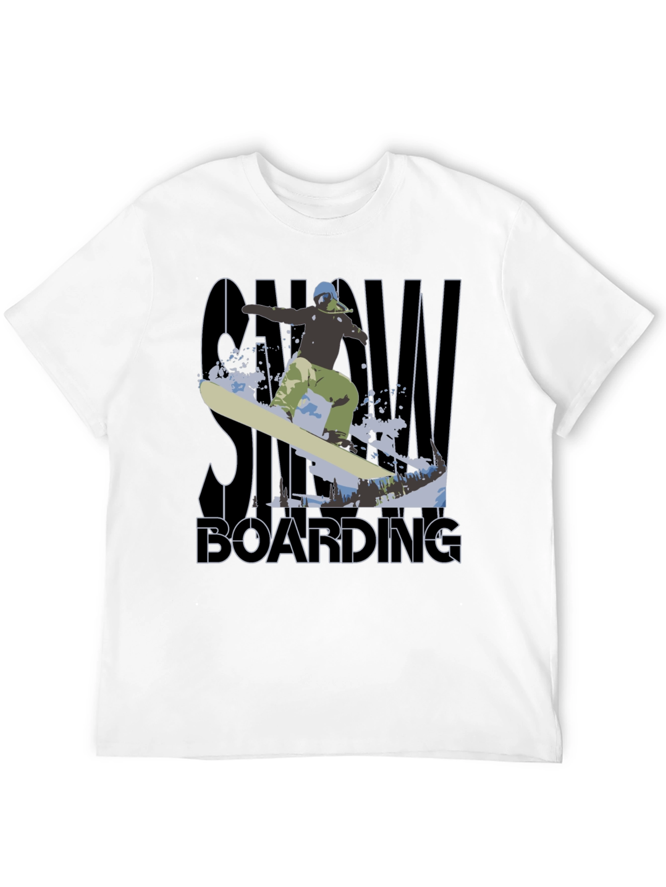 Black Snowboarding Graphic Tee - Black Cotton T-Shirt view 12