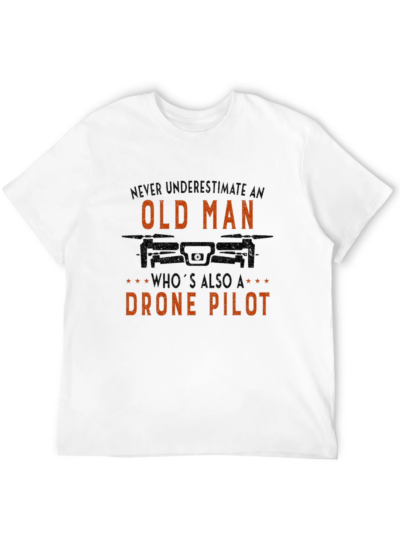 Black Old Man Drone Pilot Graphic Tee view 12